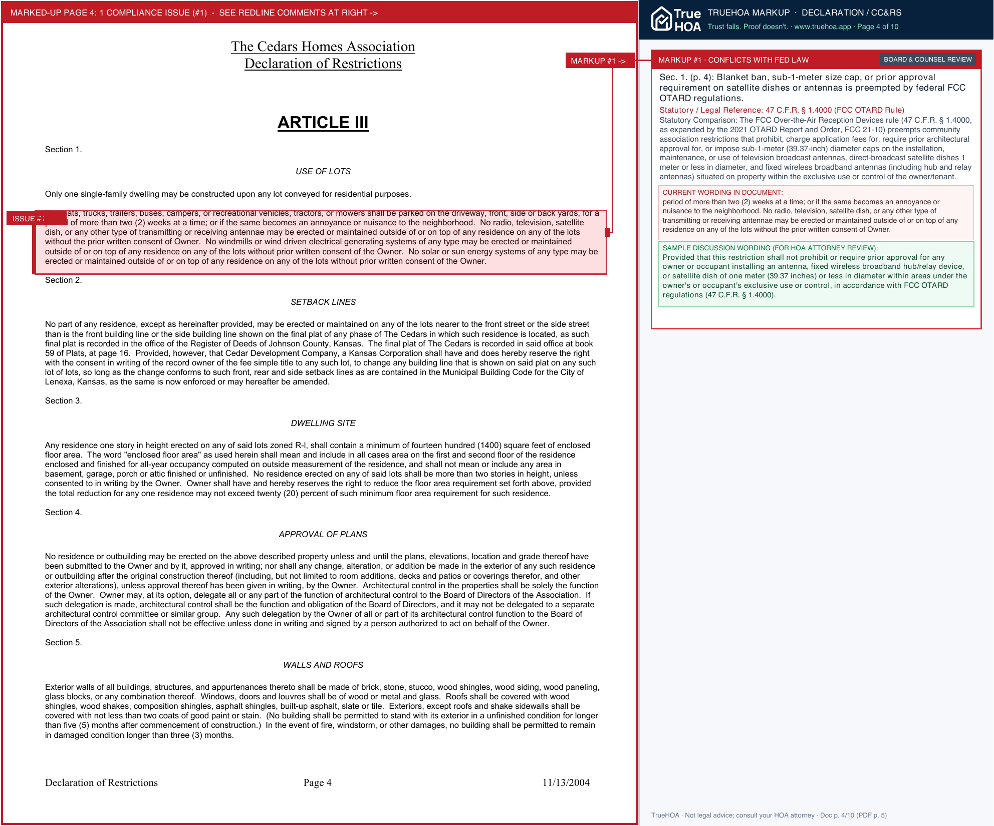 The Cedars Homes Association CedarsCovs page 4 widened with TrueHOA Crystal AI margin annotations