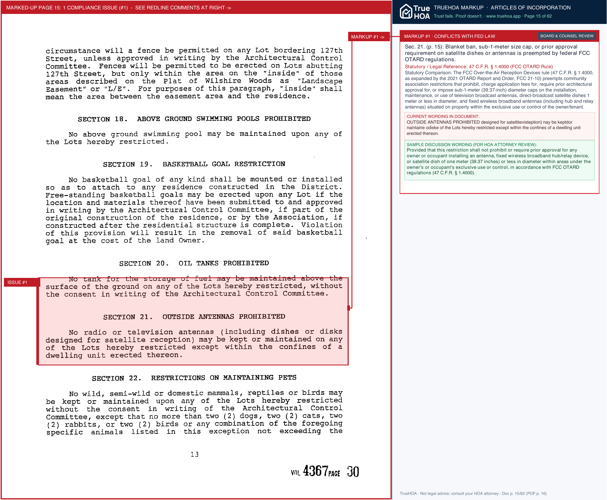 Wilshire Woods Homes Association WW HOA Docs page 15 widened with TrueHOA Crystal AI margin annotations
