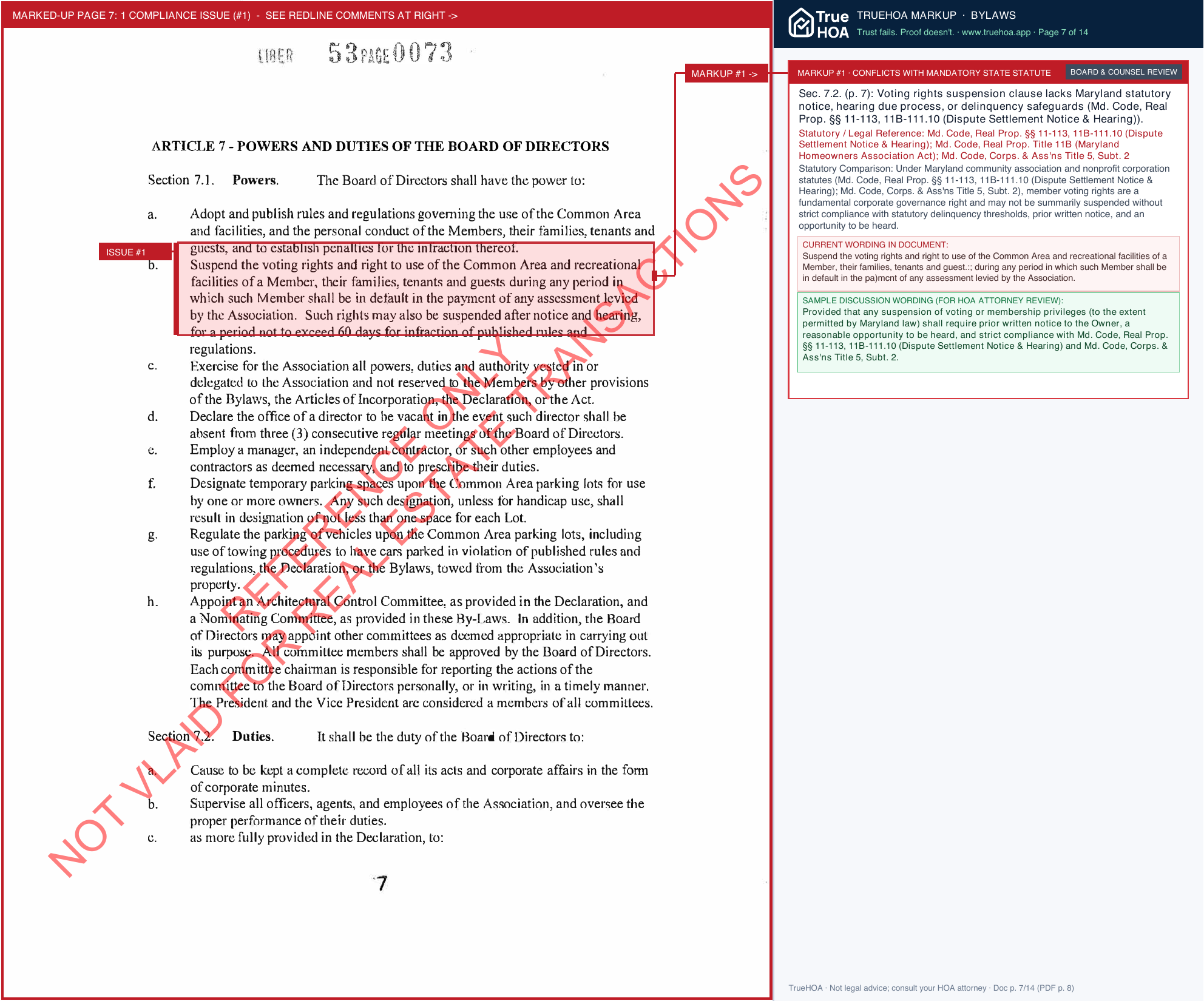 Chartridge Association ref Bylaws of Chartridge Association Inc for Reference 2018 Updated page 7 widened with TrueHOA Crystal AI margin annotations