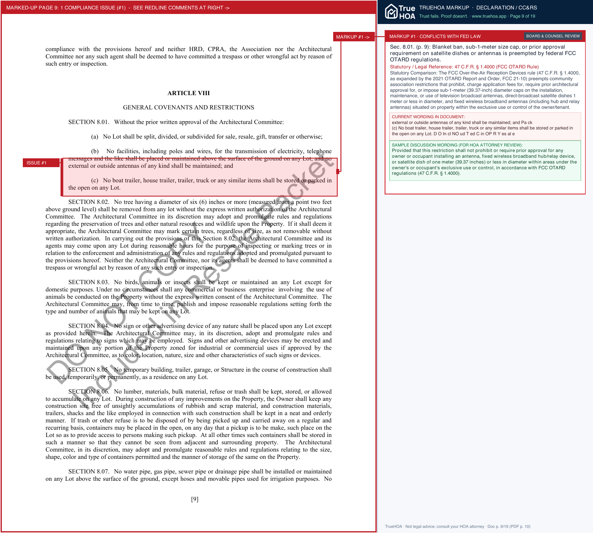Hickory Ridge Community Association CovenantsWM page 9 widened with TrueHOA Crystal AI margin annotations