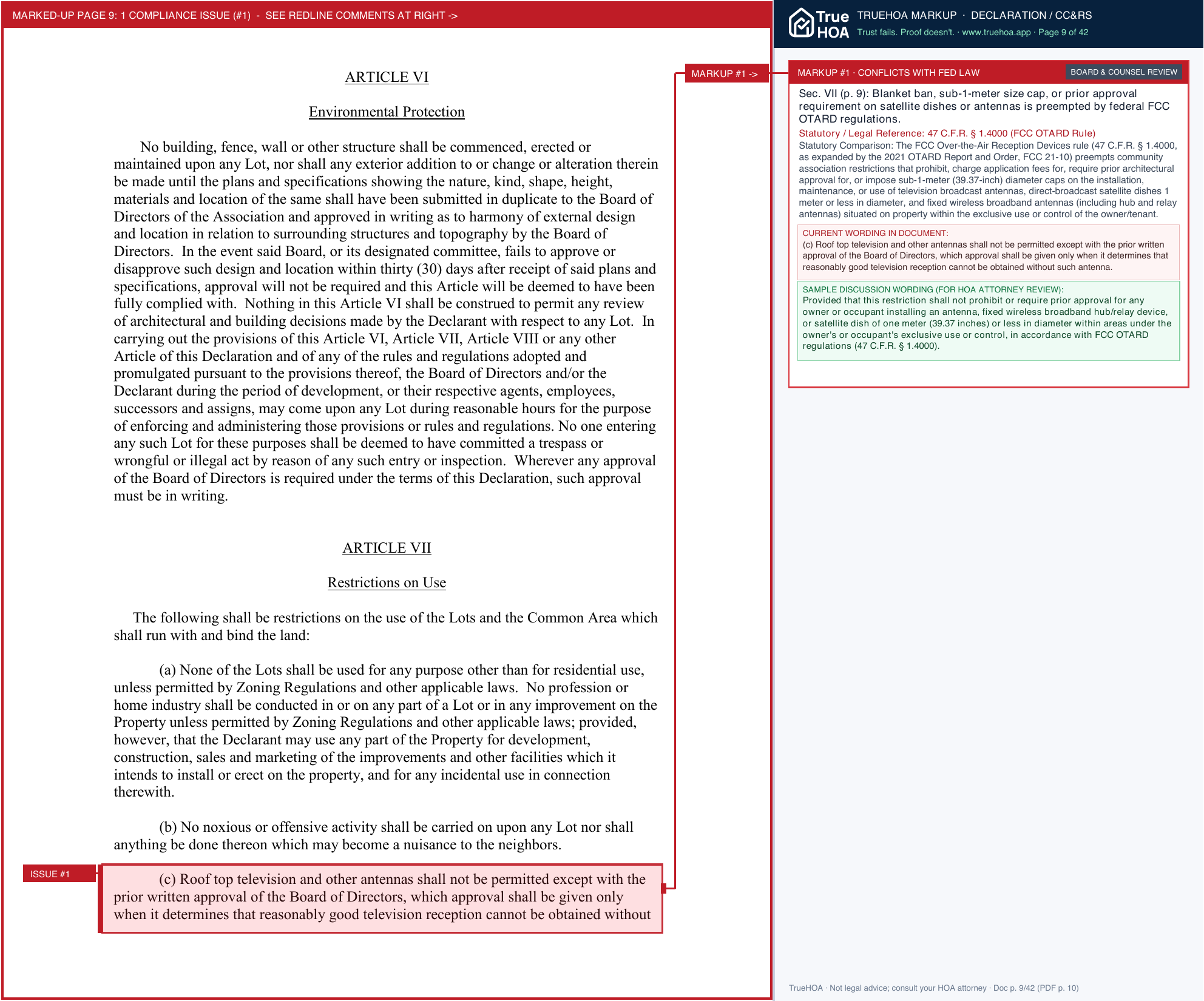 Mariners Point Community Association Covenant Declarations page 9 widened with TrueHOA Crystal AI margin annotations