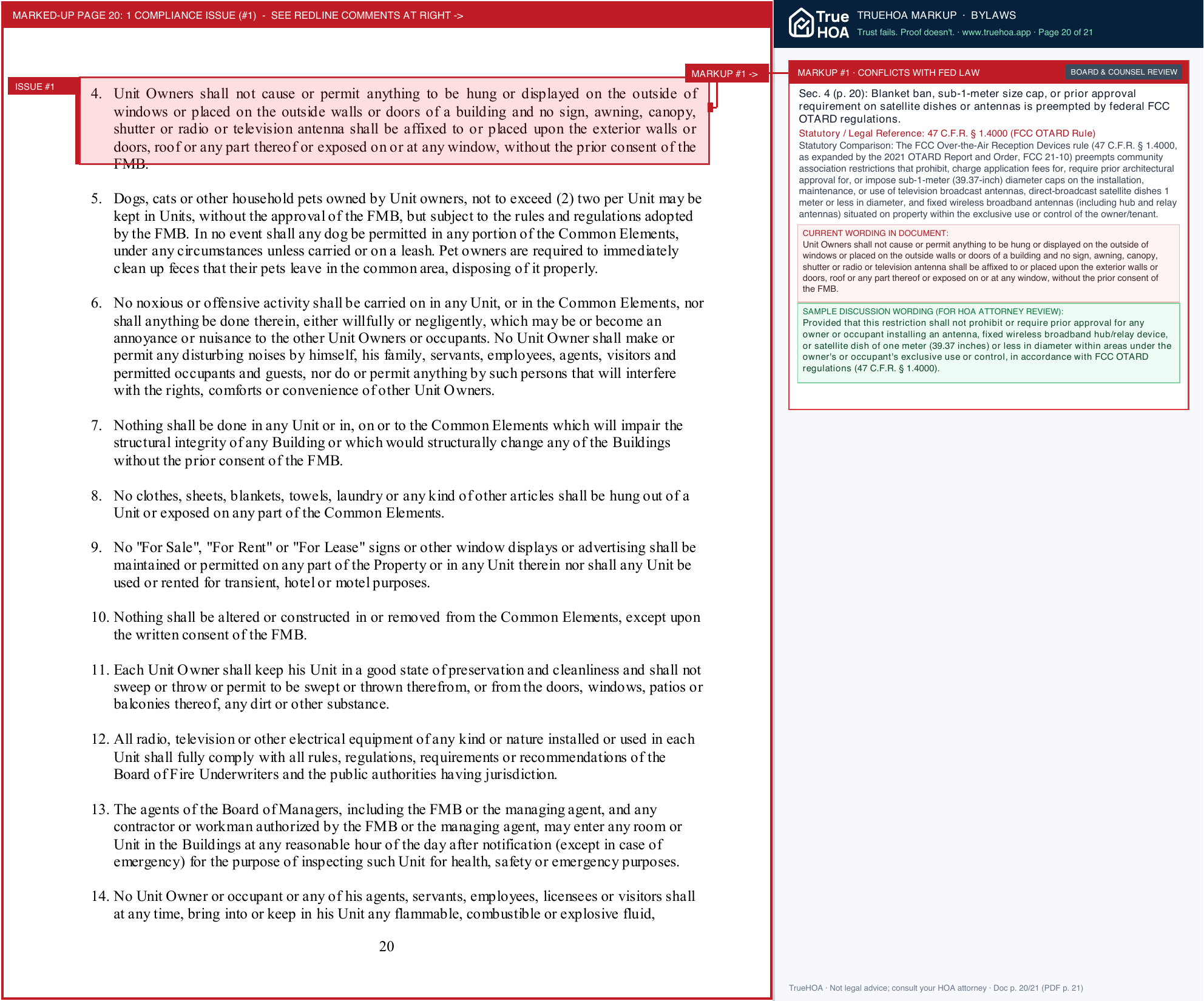 Sea Pines Condominium Association Association Bylaws page 20 widened with TrueHOA Crystal AI margin annotations