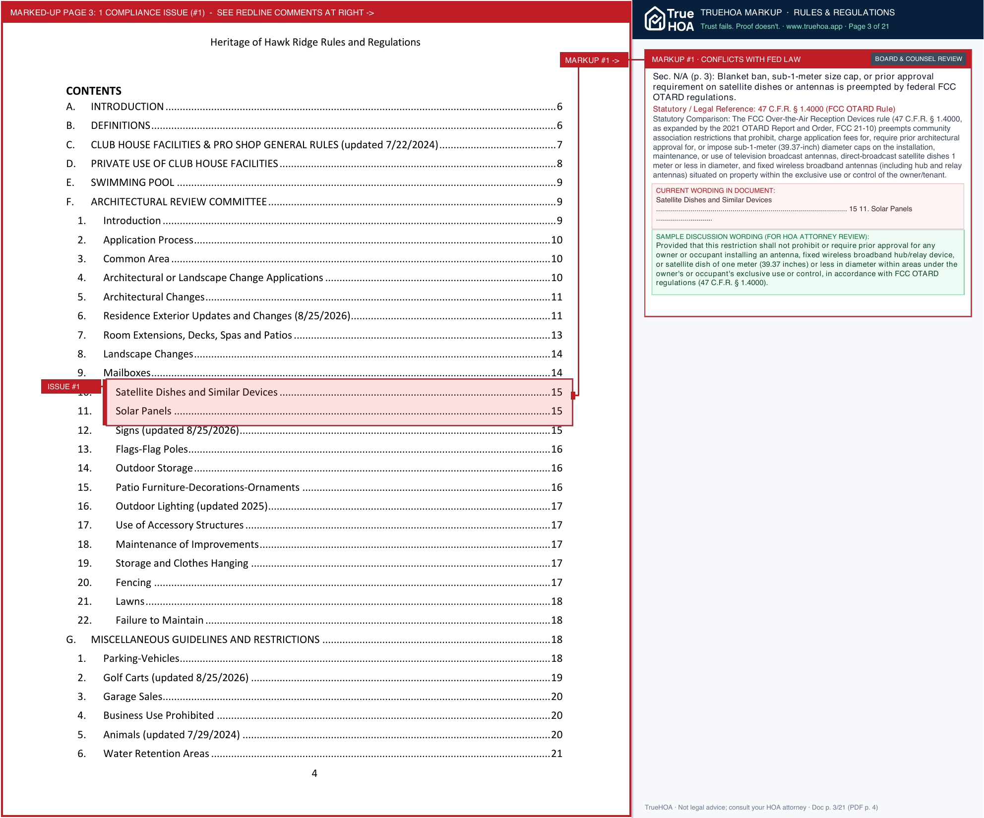 Heritage of Hawk Ridge Community Association HHR Rules and Regs 8.25.2026 1 page 3 widened with TrueHOA Crystal AI margin annotations