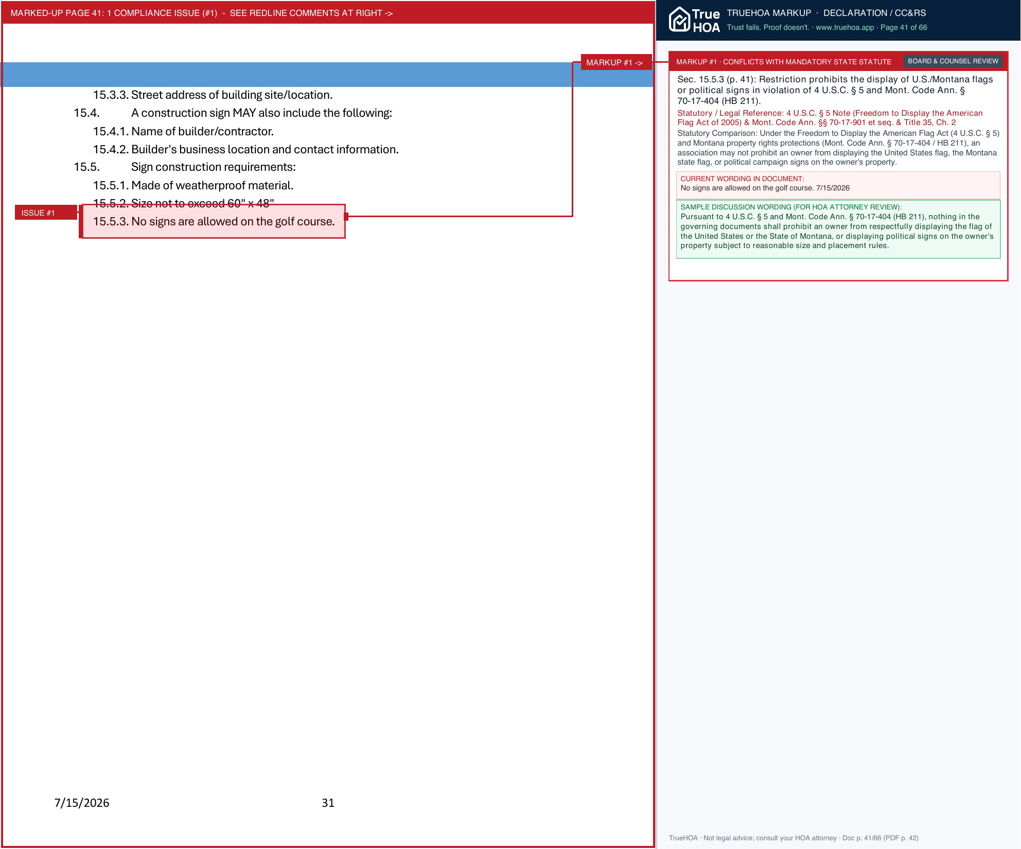 Meadow Lake HOA MLHOA Building Standards 07152026 page 41 widened with TrueHOA Crystal AI margin annotations