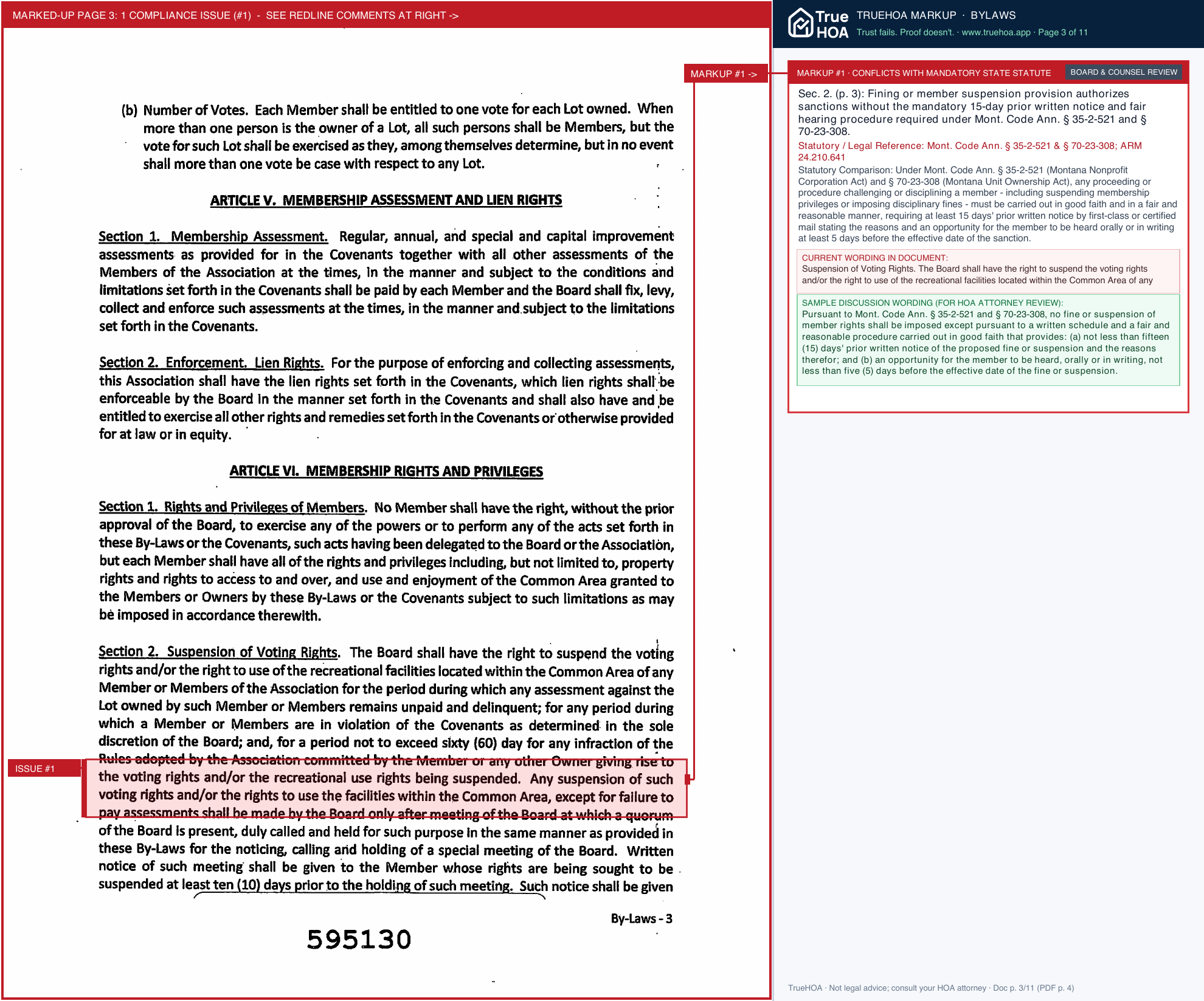 Mission Bay HOA MBHOA By Laws page 3 widened with TrueHOA Crystal AI margin annotations