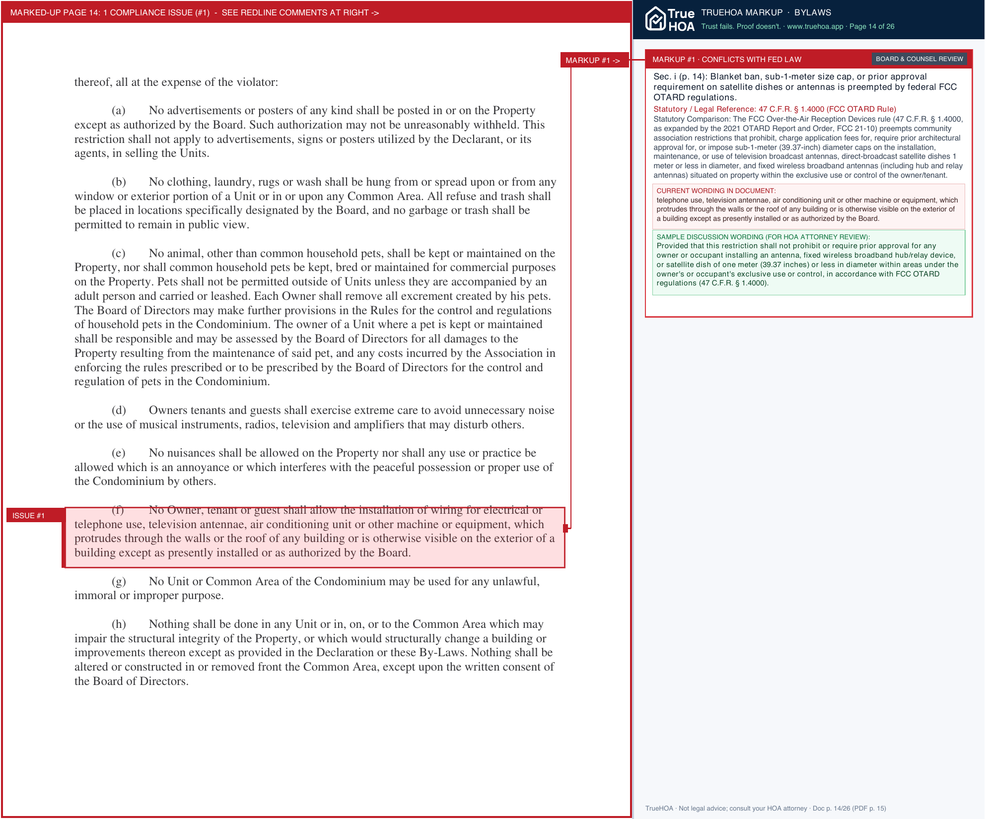 Misty Harbor Resort Condominium Association Association Bylaws page 14 widened with TrueHOA Crystal AI margin annotations