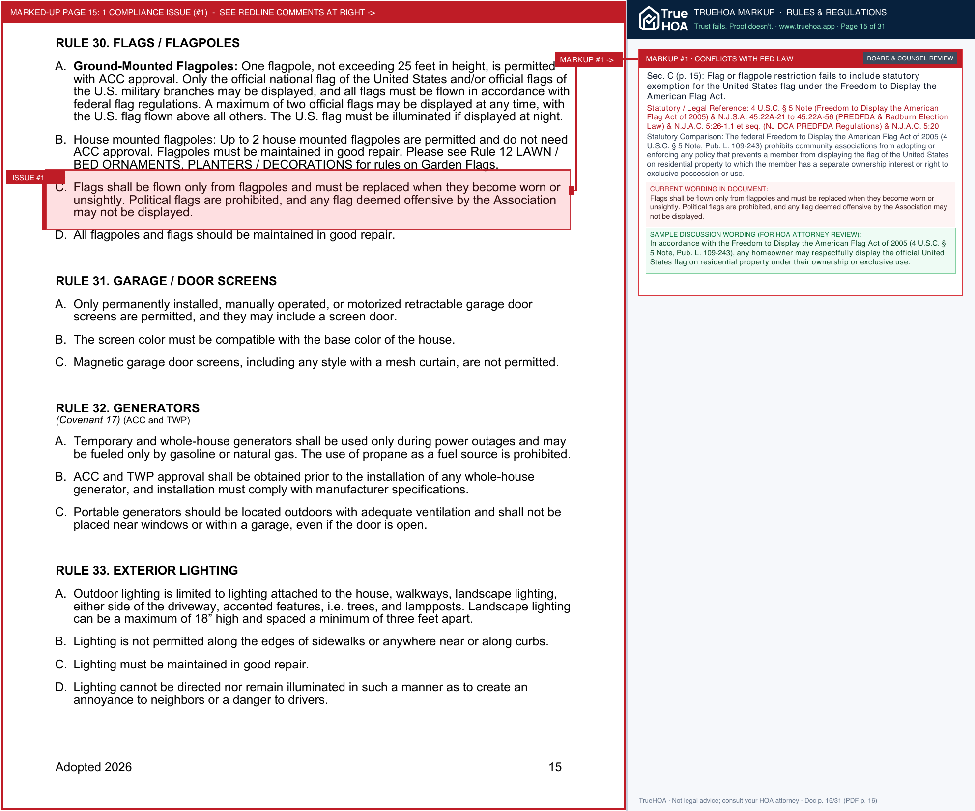 Leisuretowne Association RR.Policy FINAL page 15 widened with TrueHOA Crystal AI margin annotations
