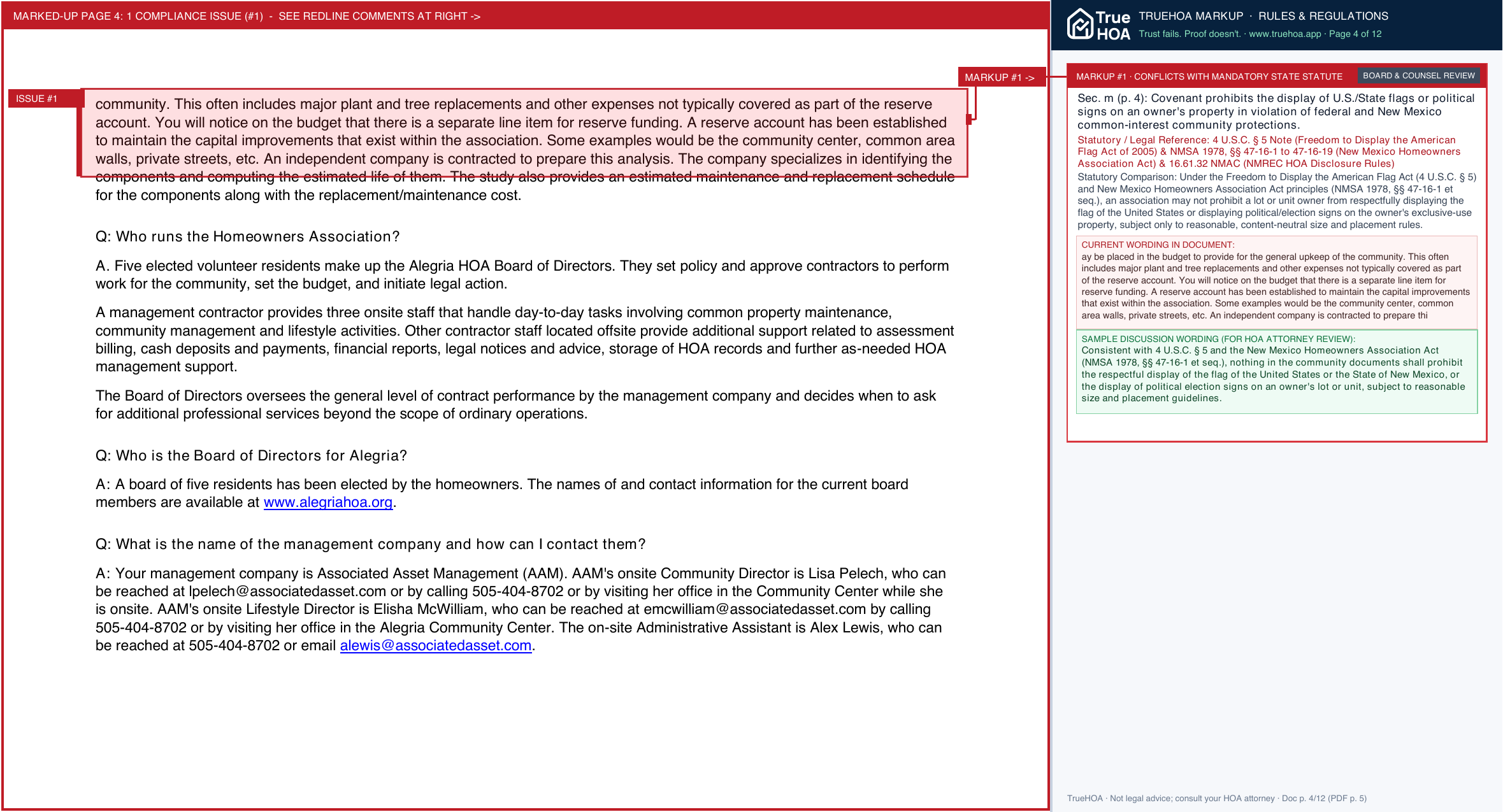 Alegria HOA AlegriaHOAFAQs09 26 22 page 4 widened with TrueHOA Crystal AI margin annotations