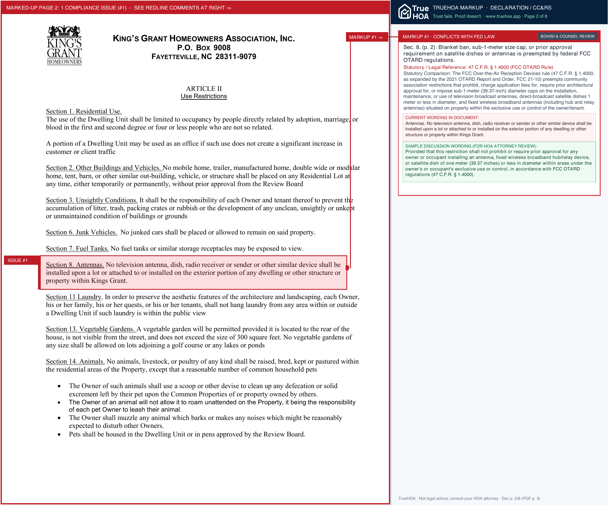 King's Grant HOA Df74da Dc24e36611af4d11bb076477a46e8228 page 2 widened with TrueHOA Crystal AI margin annotations