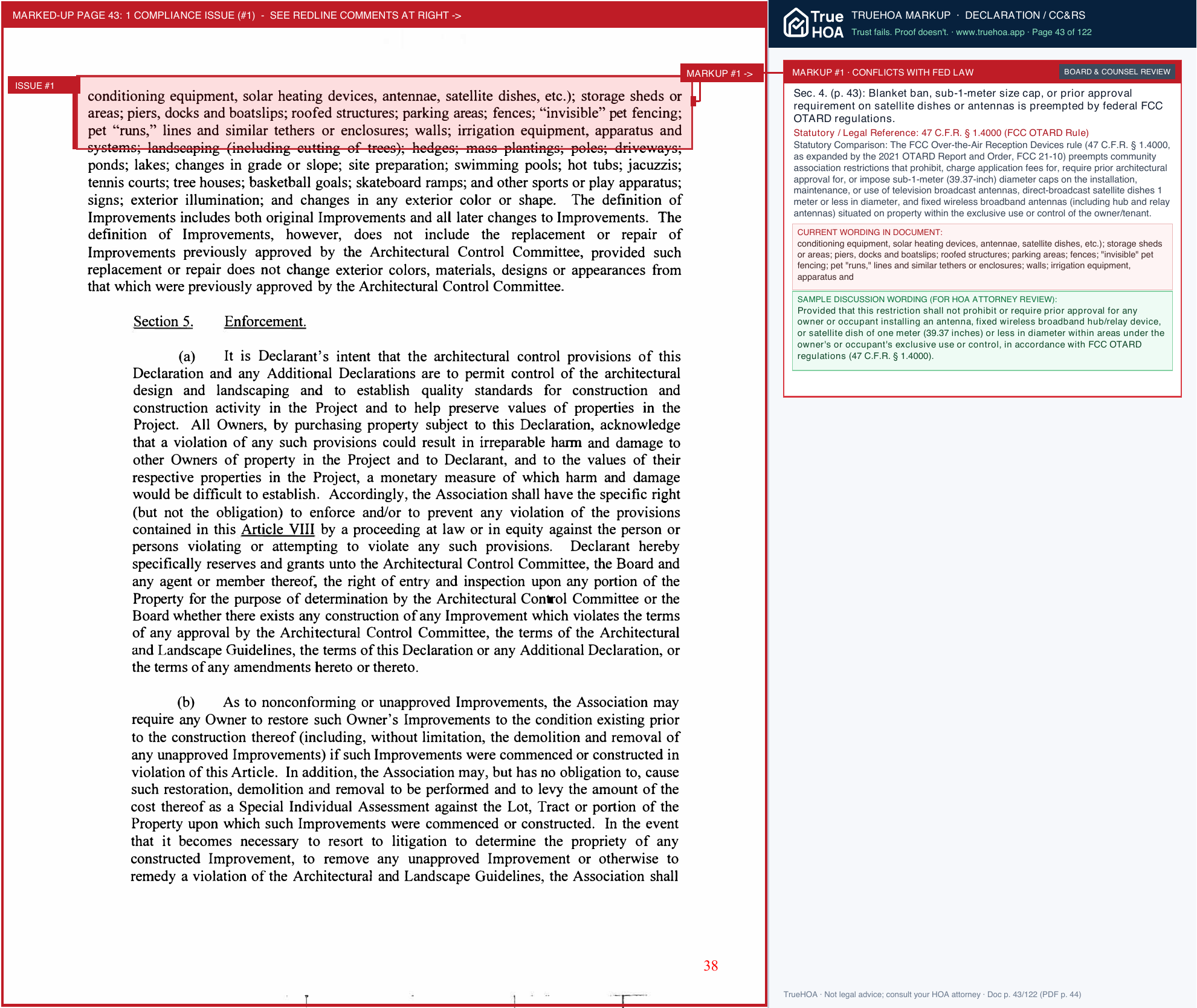 The Point Owners Association The Point CCRs 2024 page 43 widened with TrueHOA Crystal AI margin annotations