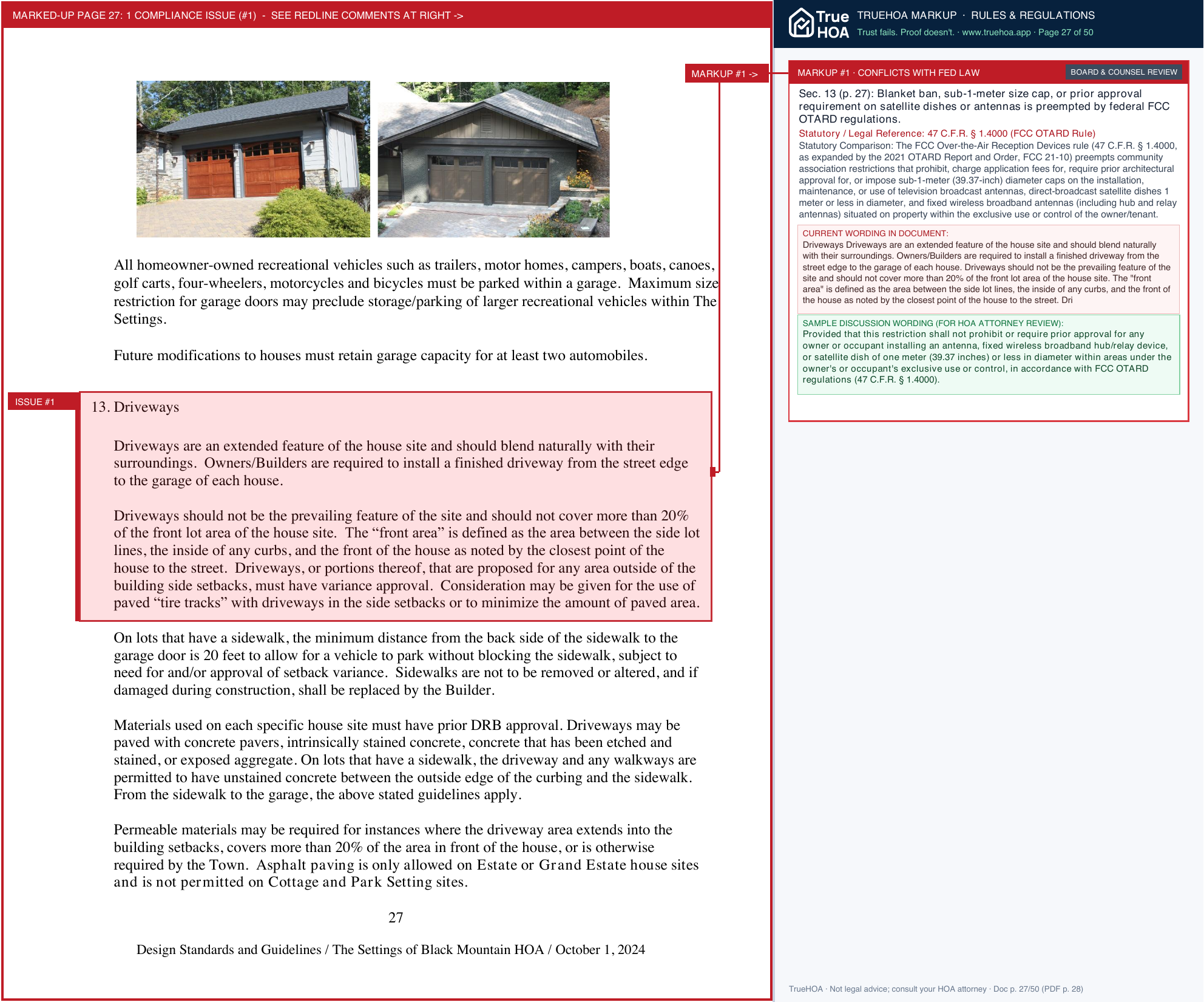 The Settings of Black Mountain HOA Architectural Guidelines Oct 2024 R page 27 widened with TrueHOA Crystal AI margin annotations