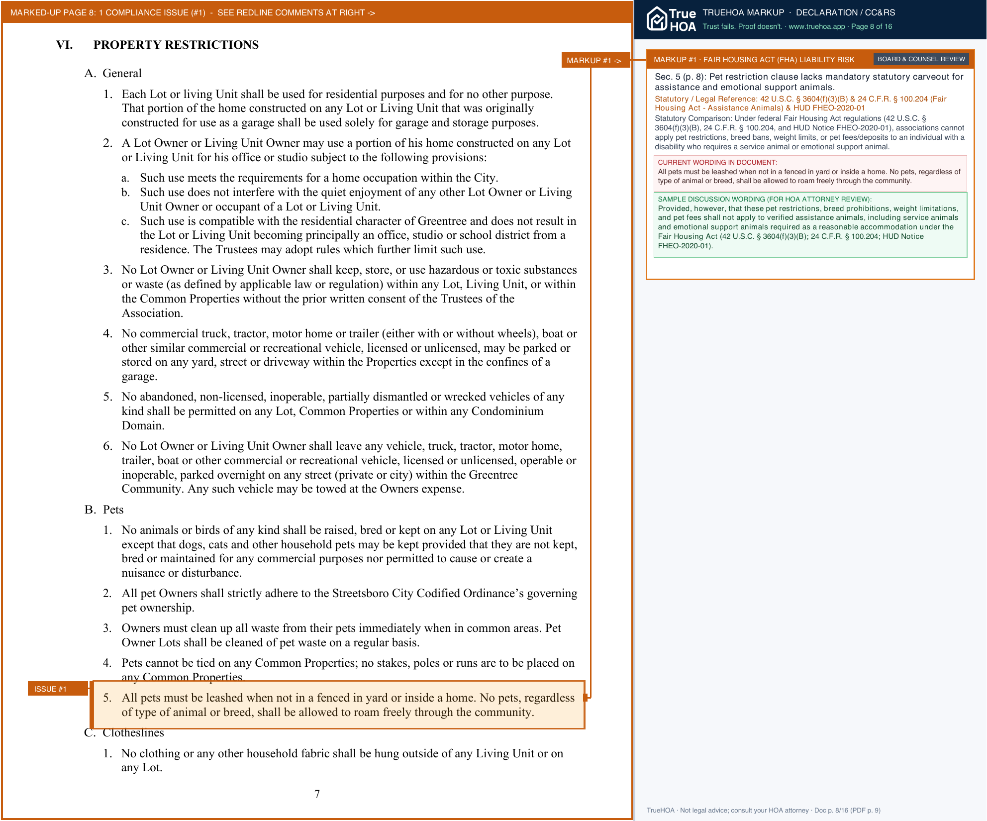 Greentree HOA GT RulesBook 2025 Edition Final page 8 widened with TrueHOA Crystal AI margin annotations