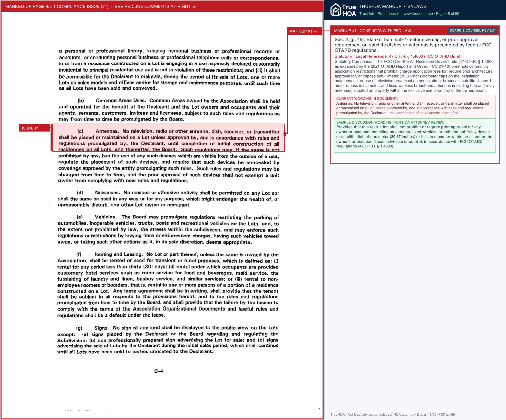 Mcnaughten Grove HOA 2019 MGHOA Covenants Amendments Bylaws all 4 page 45 widened with TrueHOA Crystal AI margin annotations