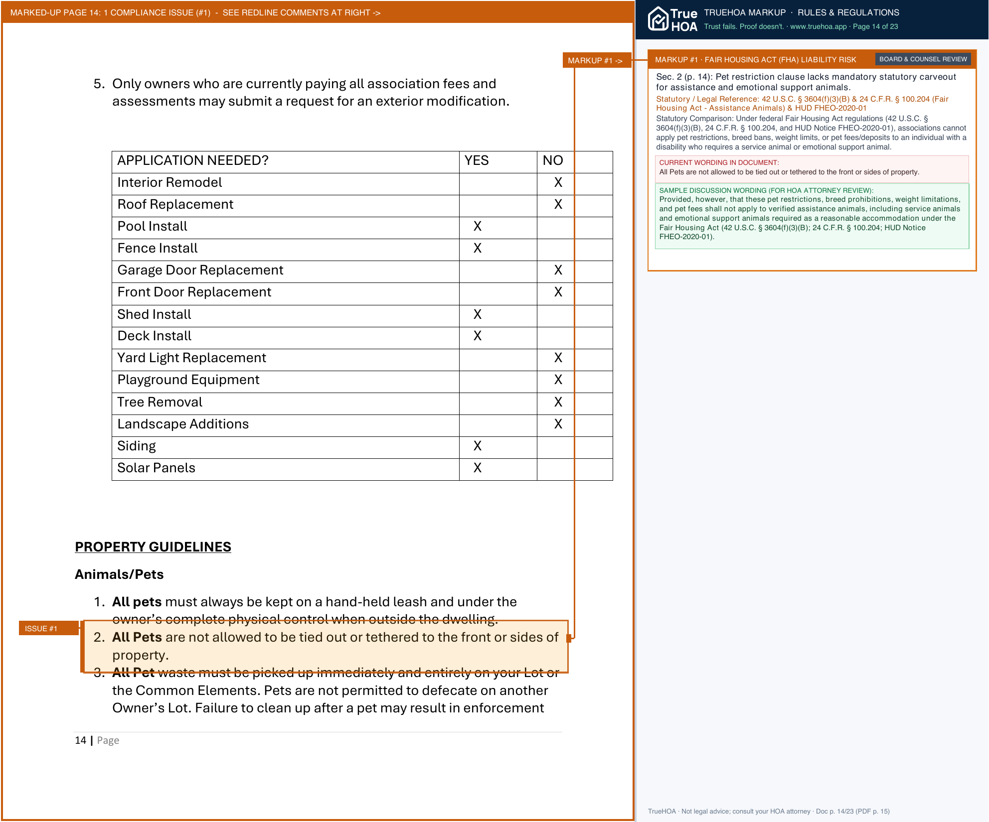 Preston Trails HOA Preston Trails Handbook 2026 page 14 widened with TrueHOA Crystal AI margin annotations
