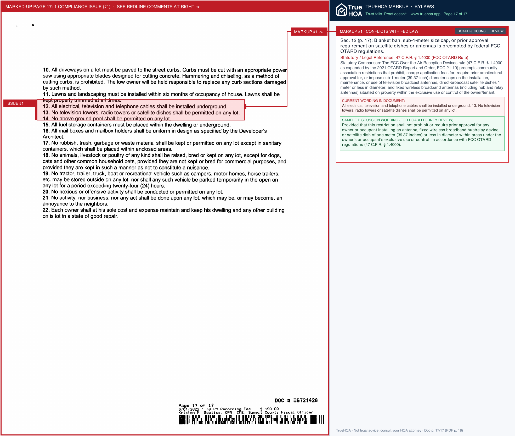 Winston Manor HOA Association Bylaws page 17 widened with TrueHOA Crystal AI margin annotations