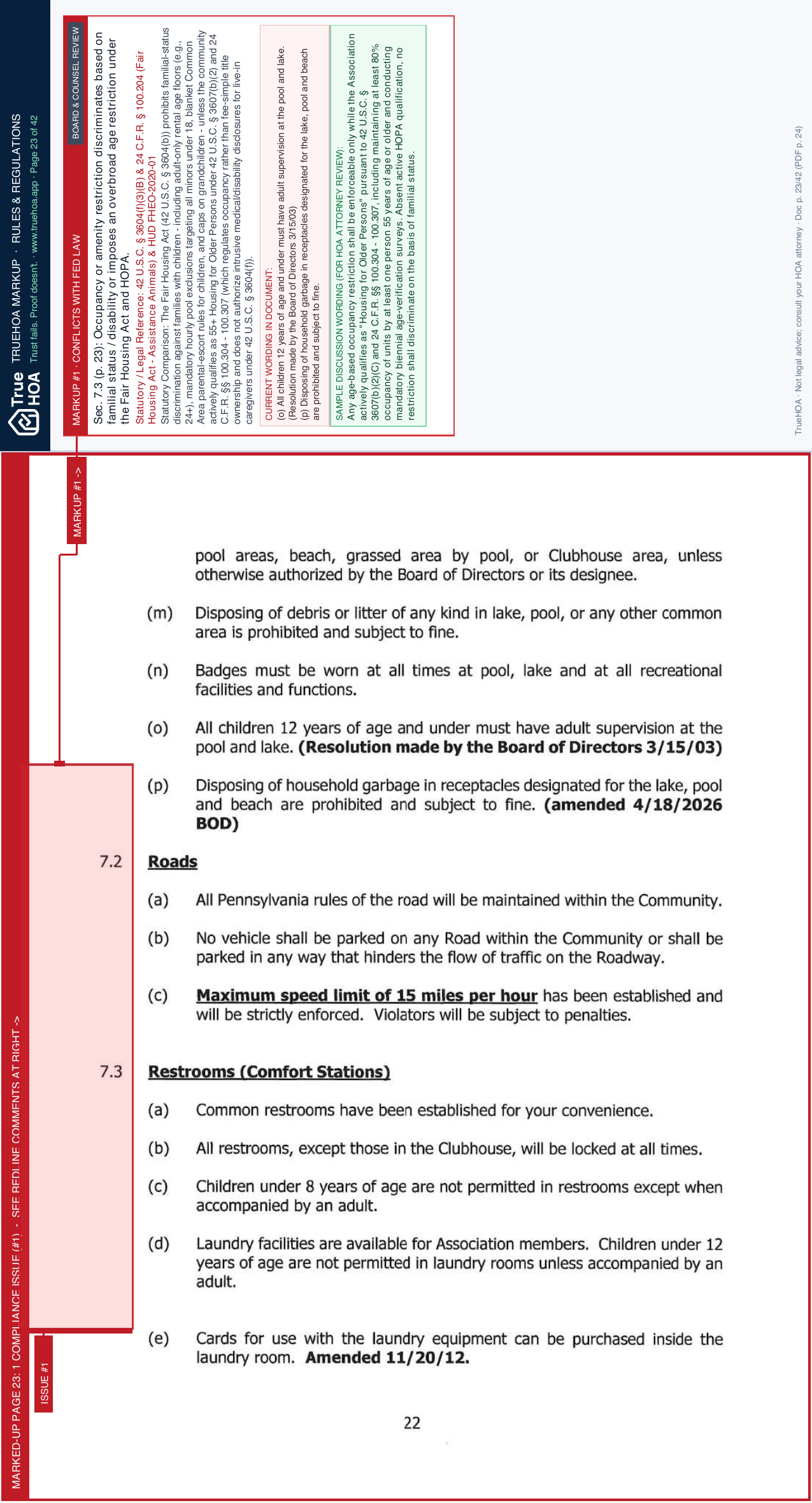 Lake Adventure Community Association Rules and Regulations May11 page 23 widened with TrueHOA Crystal AI margin annotations