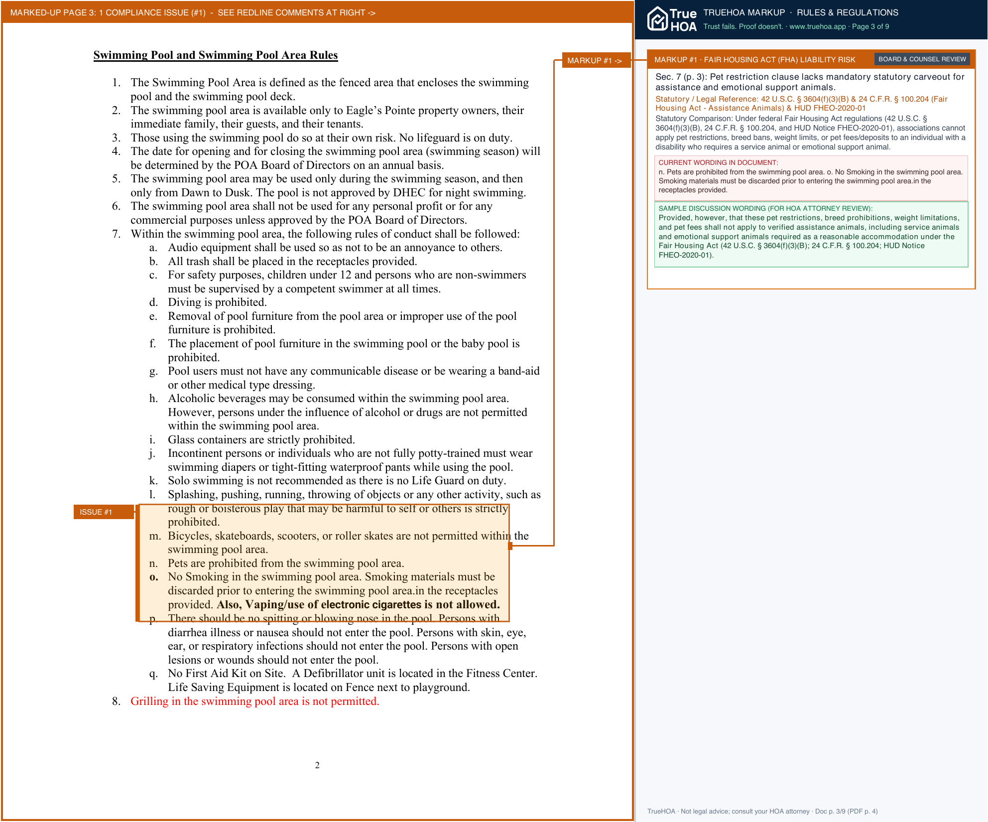 Eagle's Pointe POA Common Area Rules and Regs 3 21 24 page 3 widened with TrueHOA Crystal AI margin annotations