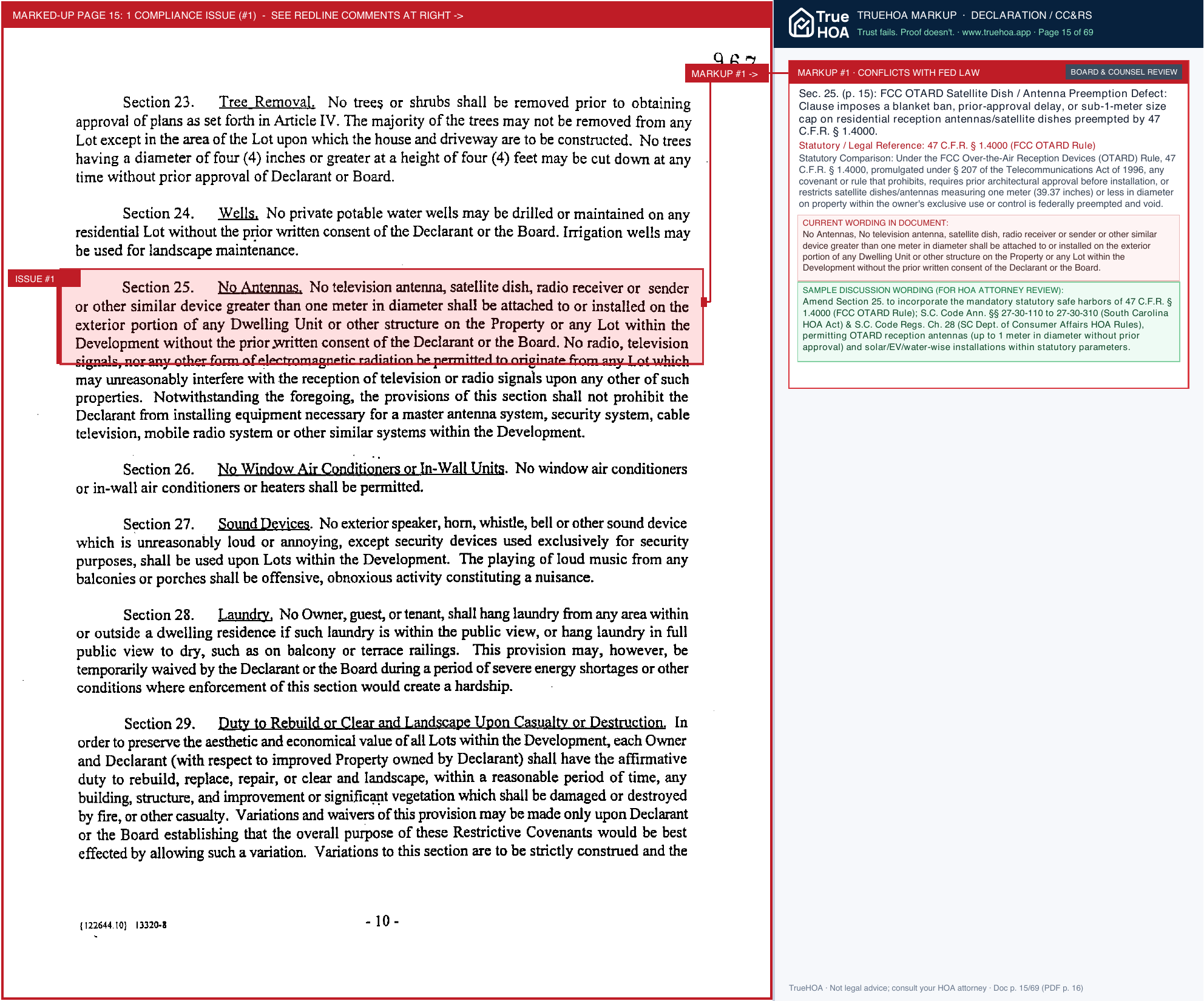 Islands of Beaufort HOA Declaration of Covenants page 15 widened with TrueHOA Crystal AI margin annotations