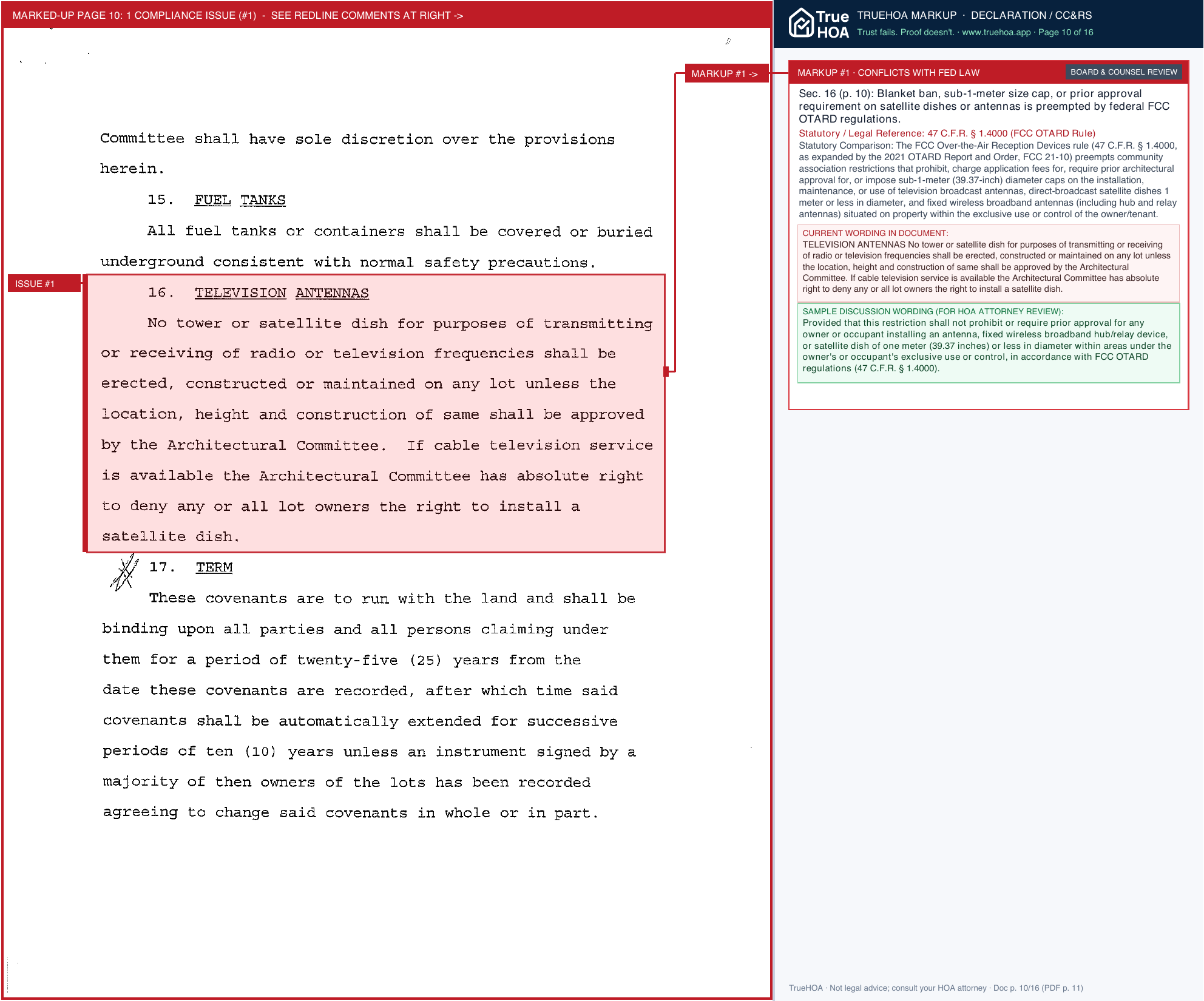 North Shore HOA Protective Covenants page 10 widened with TrueHOA Crystal AI margin annotations