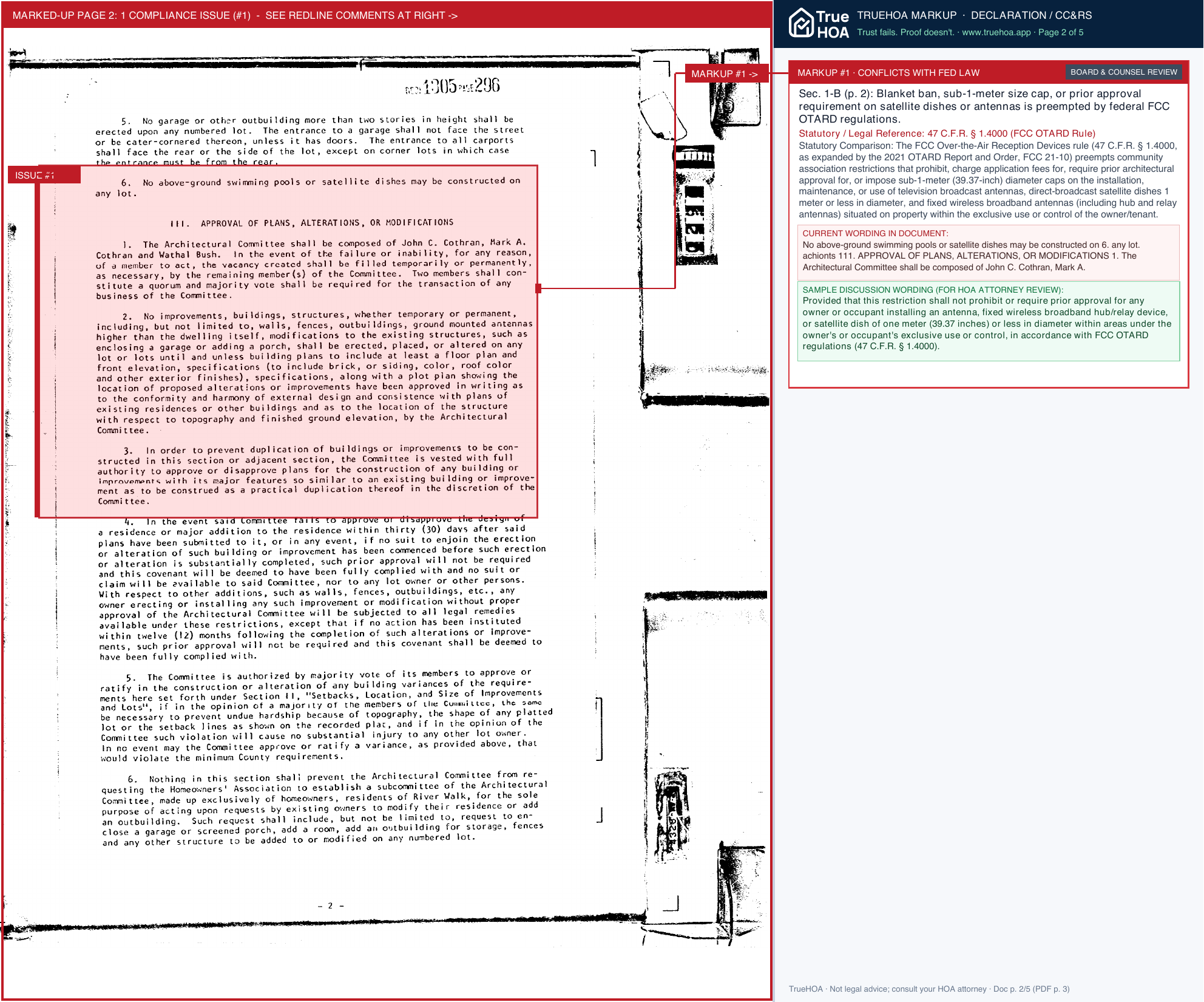River Walk HOA River Walk Covenants page 2 widened with TrueHOA Crystal AI margin annotations