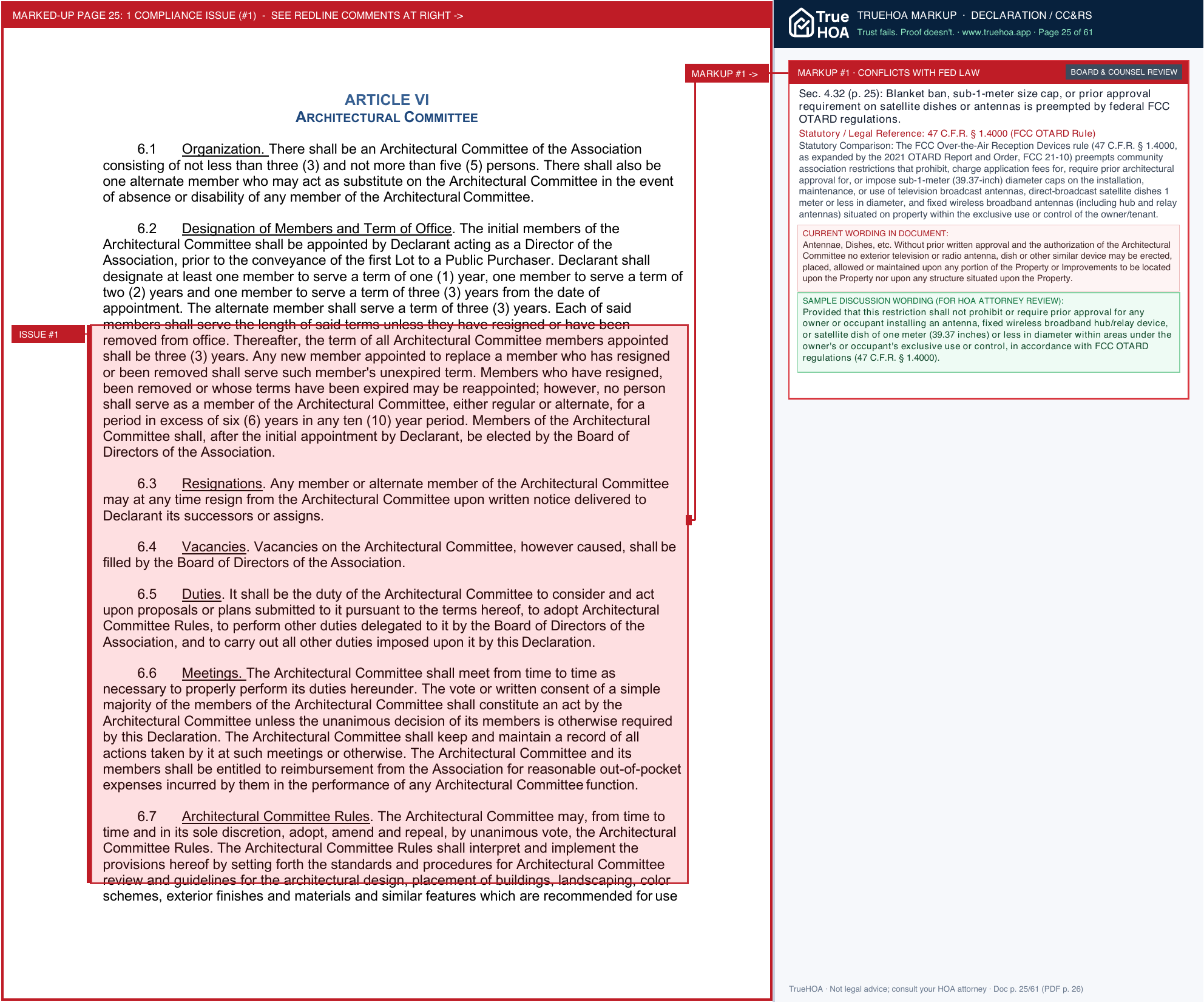 Cordova Club Owners Association Covenants Ccoa page 25 widened with TrueHOA Crystal AI margin annotations