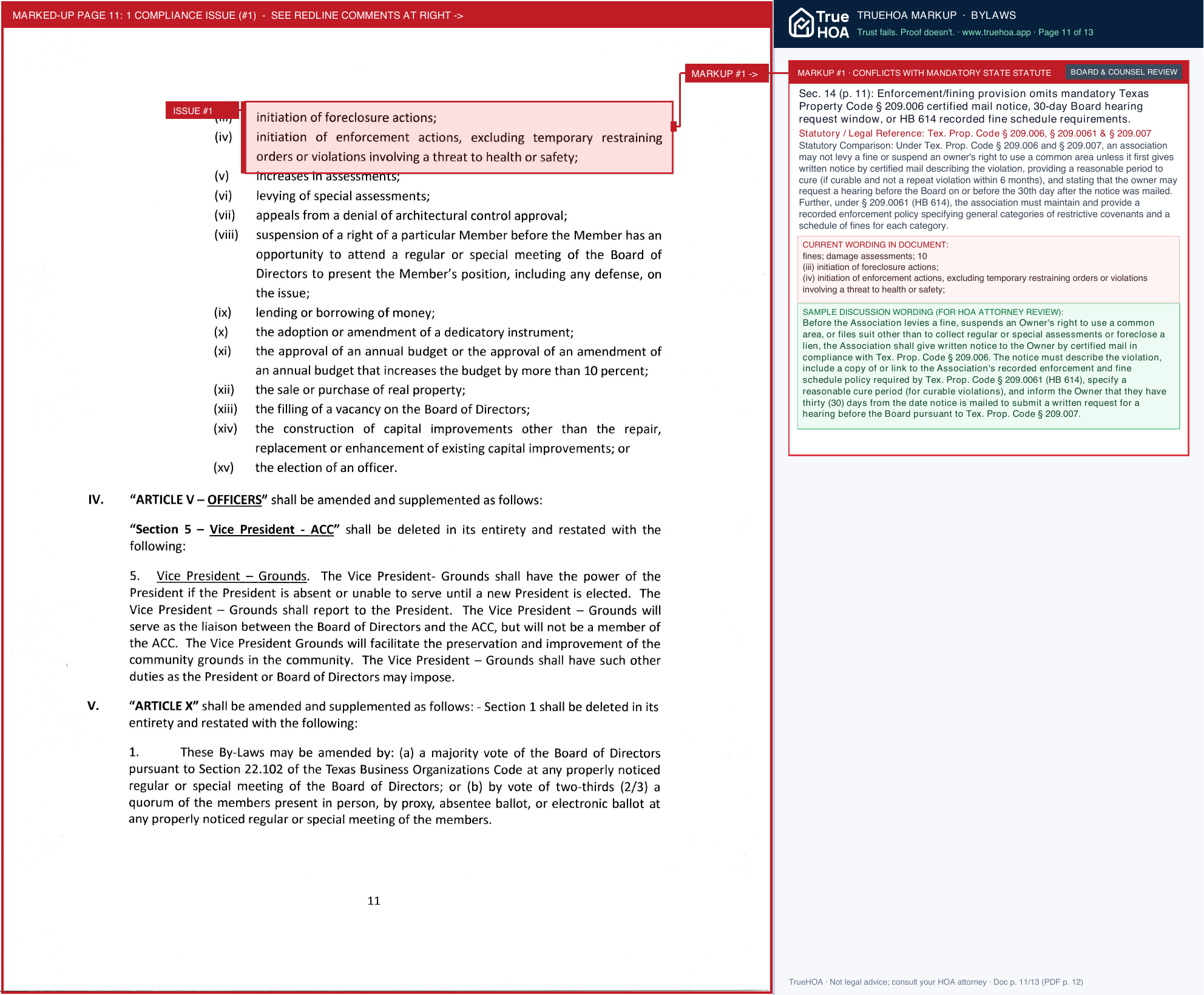 7 Hills Ranch POA 1st Amend to Restated 7HR By Laws page 11 widened with TrueHOA Crystal AI margin annotations