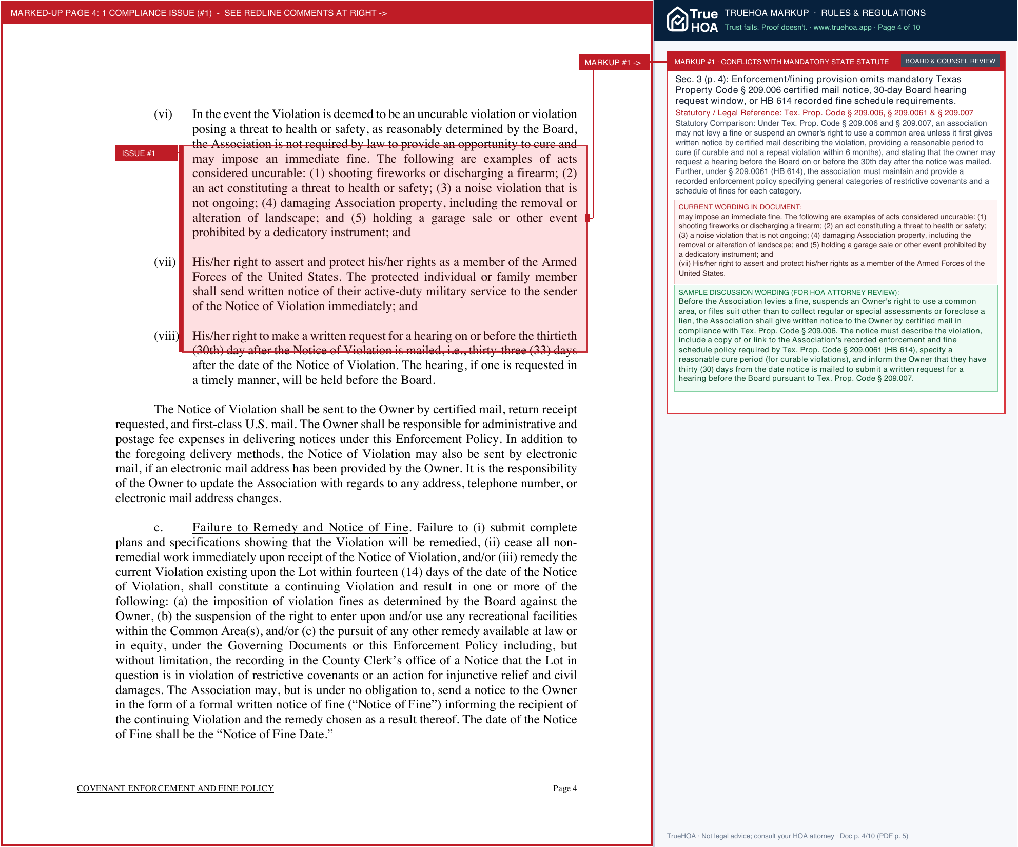 Beaver Creek HOA Enforcement and Fining Policy 07 2025.sflb.ashx page 4 widened with TrueHOA Crystal AI margin annotations