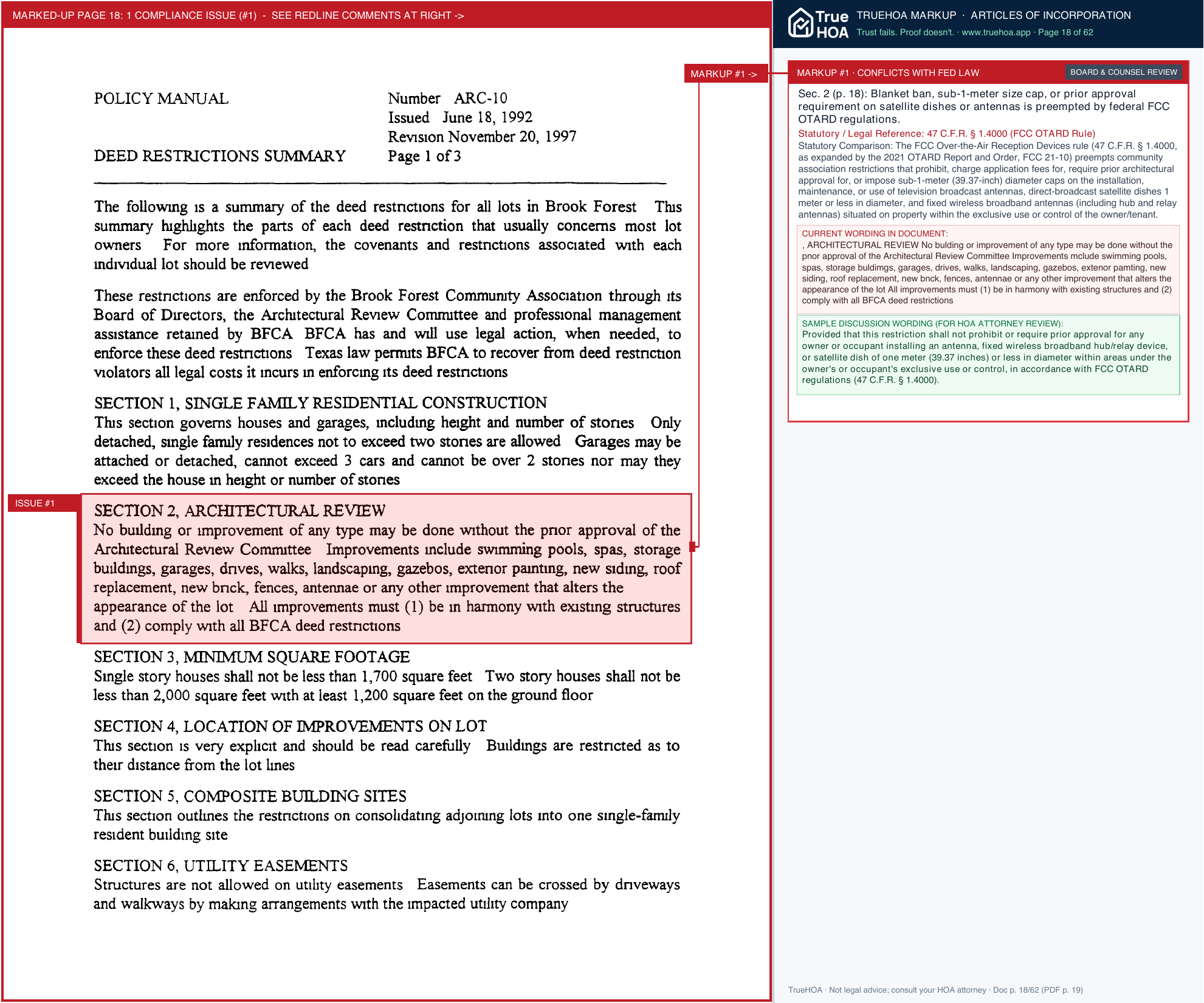 Brook Forest Community Association 2 Brook Forest Governing Documents page 18 widened with TrueHOA Crystal AI margin annotations
