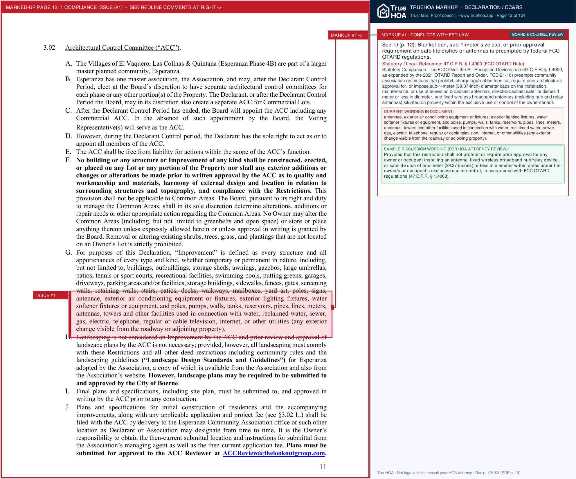 Esperanza Community Association Esperanza 4B El Vaquero Las Colinas Quintana CCRs Recorded Color page 12 widened with TrueHOA Crystal AI margin annotations