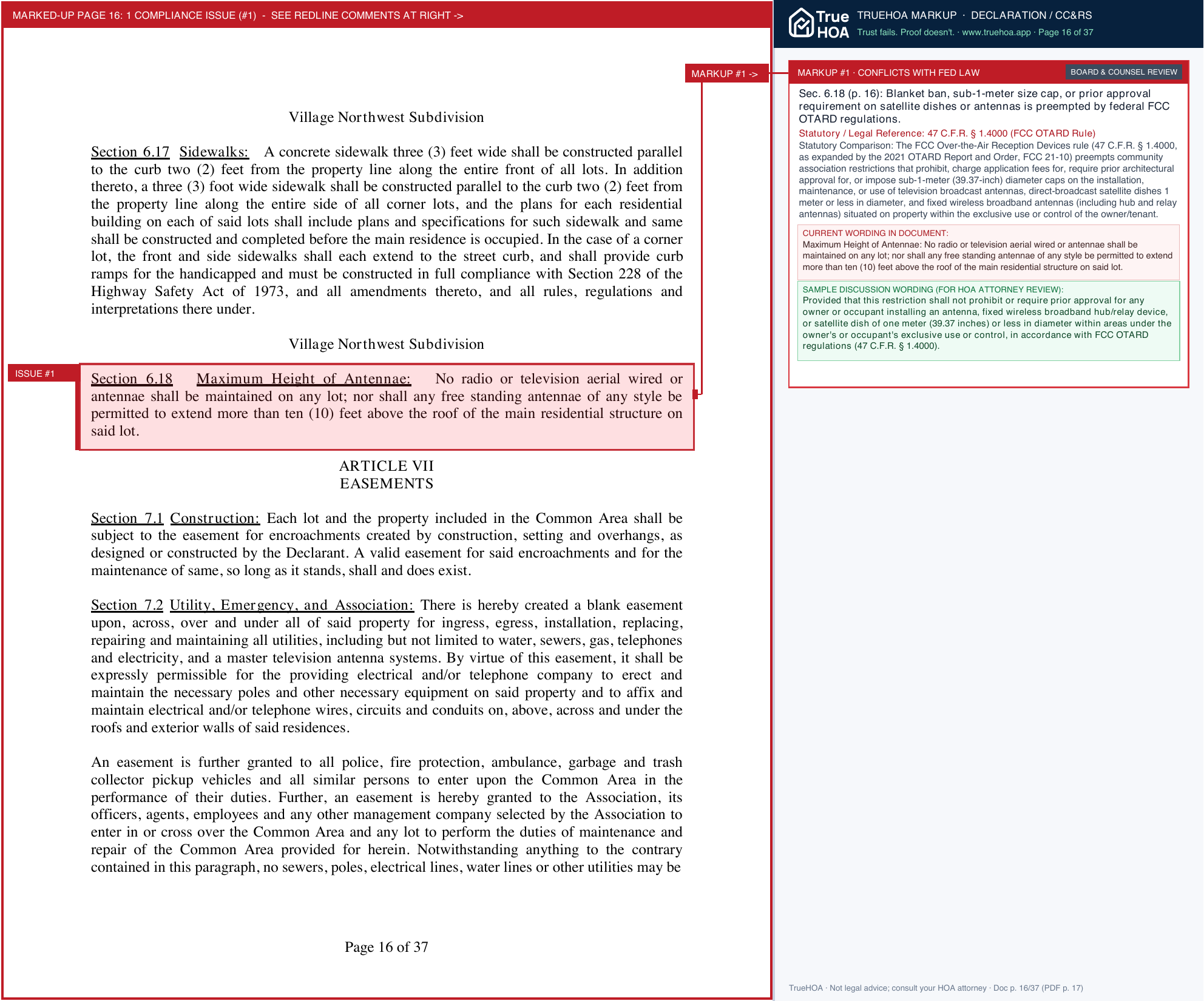 Great Northwest Community Improvement Association Covenants, Conditions, and Restrictions of the Great Northwest Subdivisions page 16 widened with TrueHOA Crystal AI margin annotations
