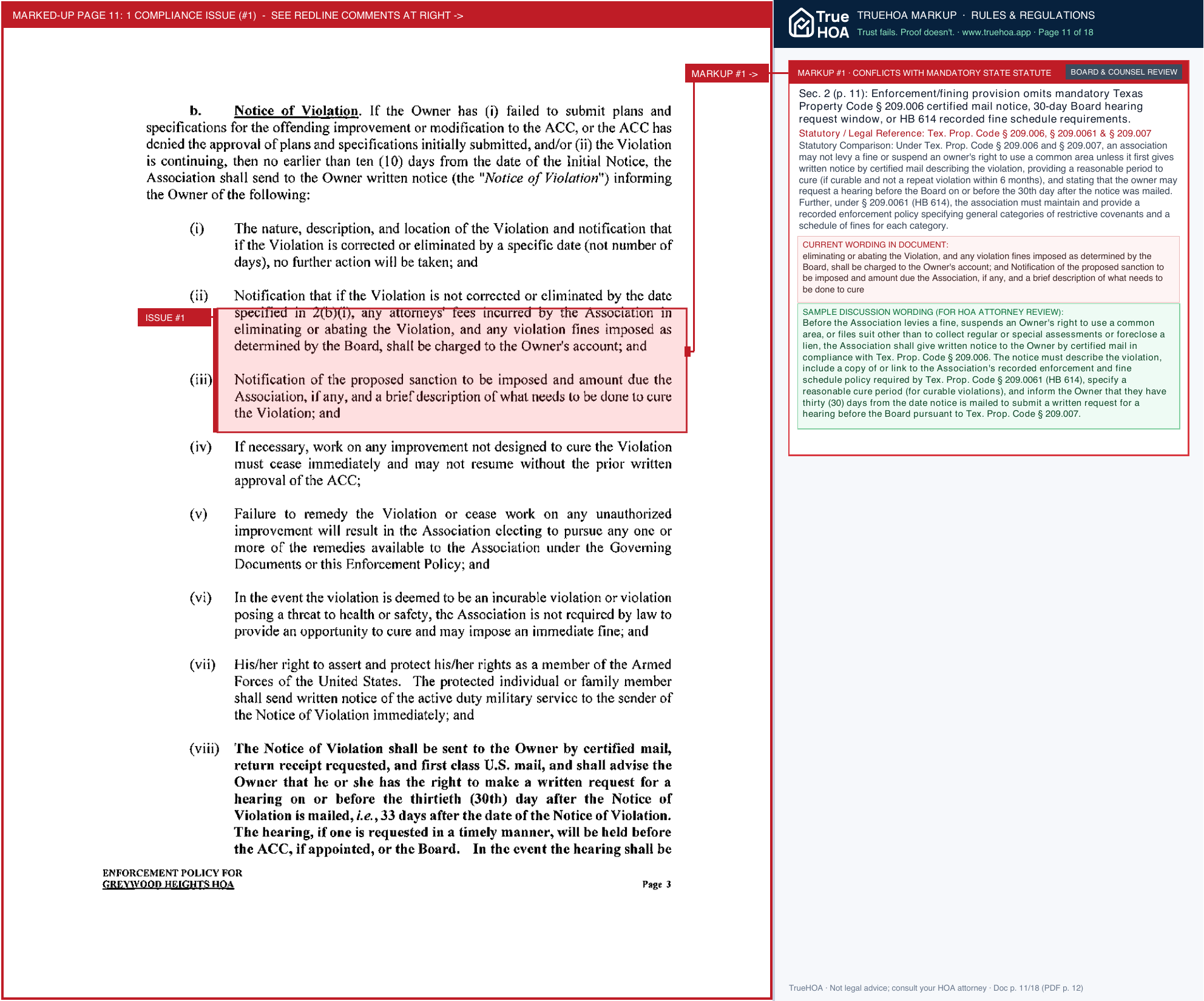 Greywood Heights HOA Filed Collection and Enforcement Policy compressed.sflb.ashx page 11 widened with TrueHOA Crystal AI margin annotations