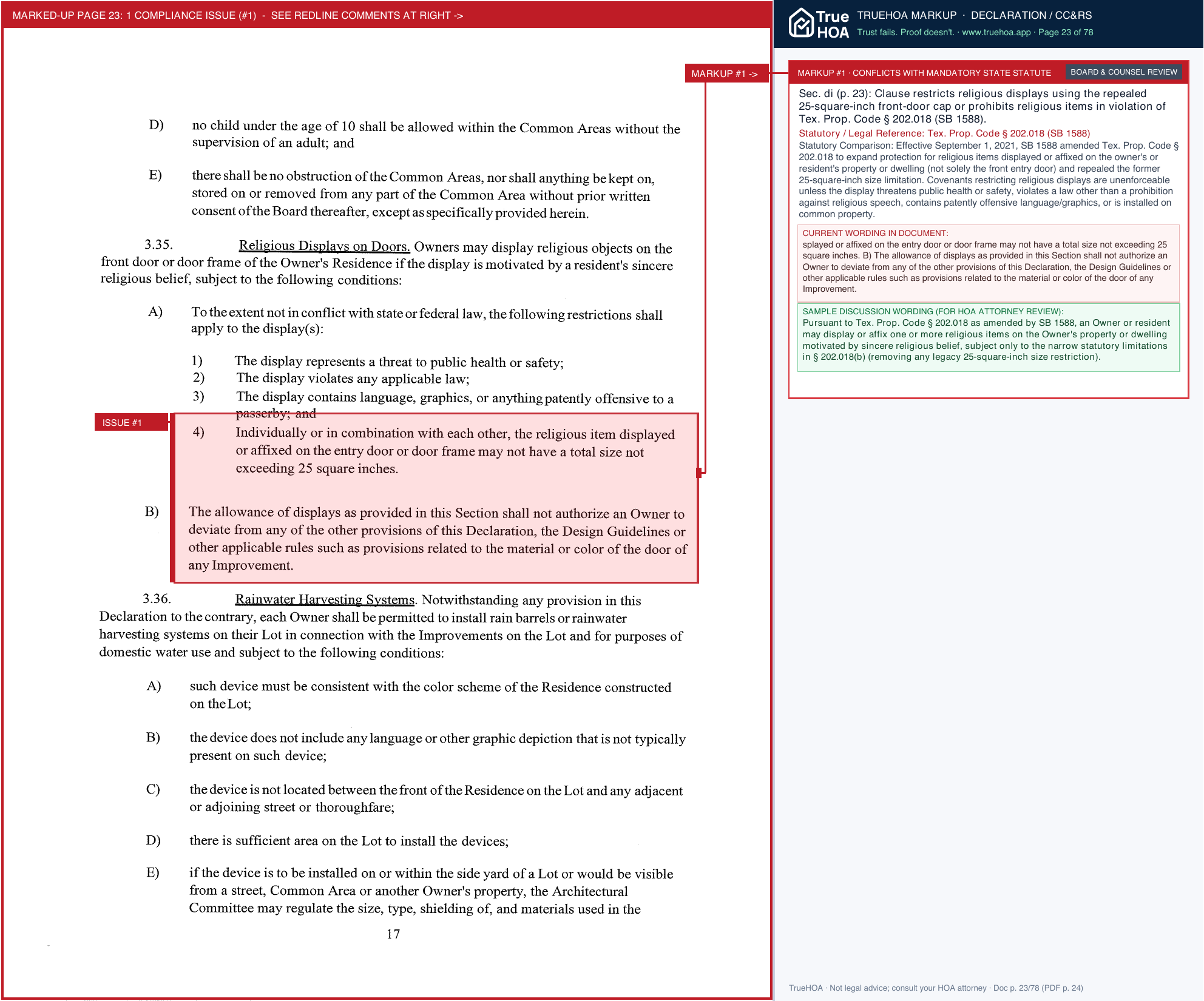 Lakeway Estates HOA Ccrs page 23 widened with TrueHOA Crystal AI margin annotations