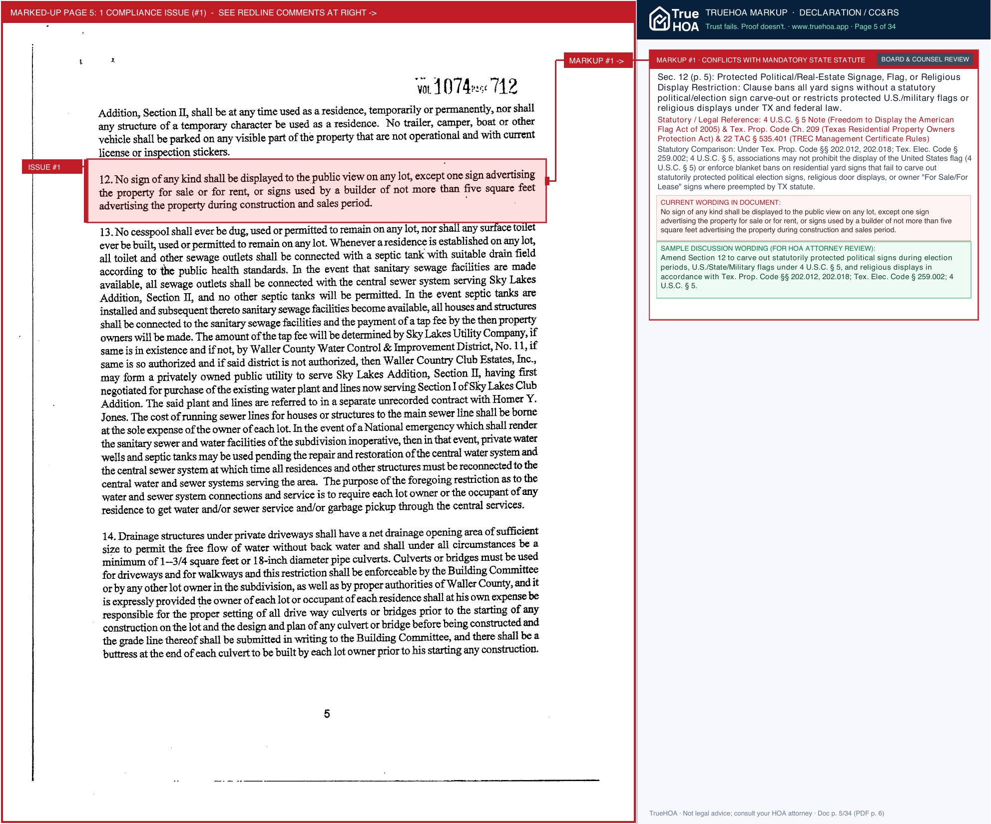 Sky Lakes Section II POA Skylakes2 Deed Restrictions page 5 widened with TrueHOA Crystal AI margin annotations