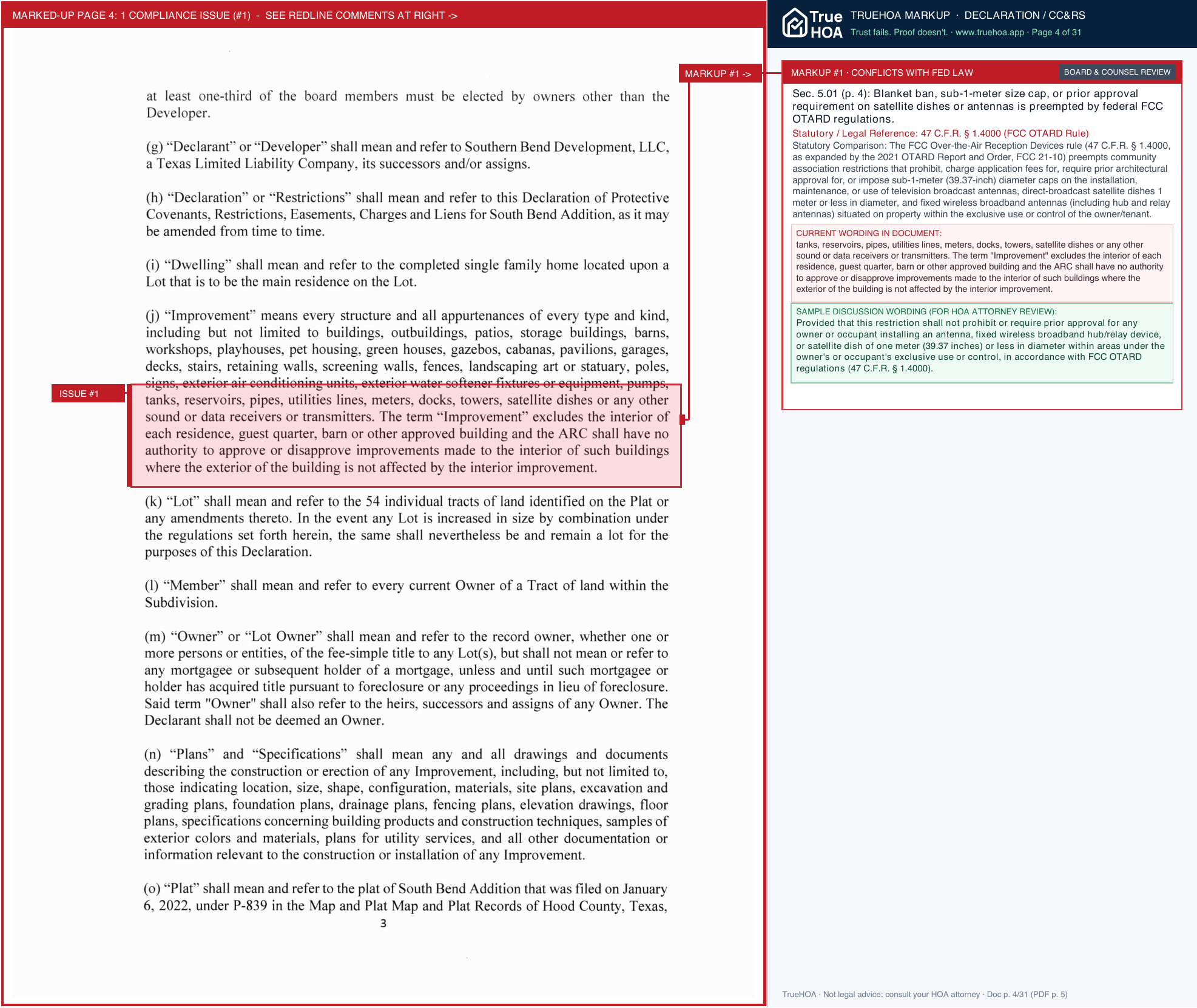 Southbend Estates POA SBE covenants conditions restrictions page 4 widened with TrueHOA Crystal AI margin annotations