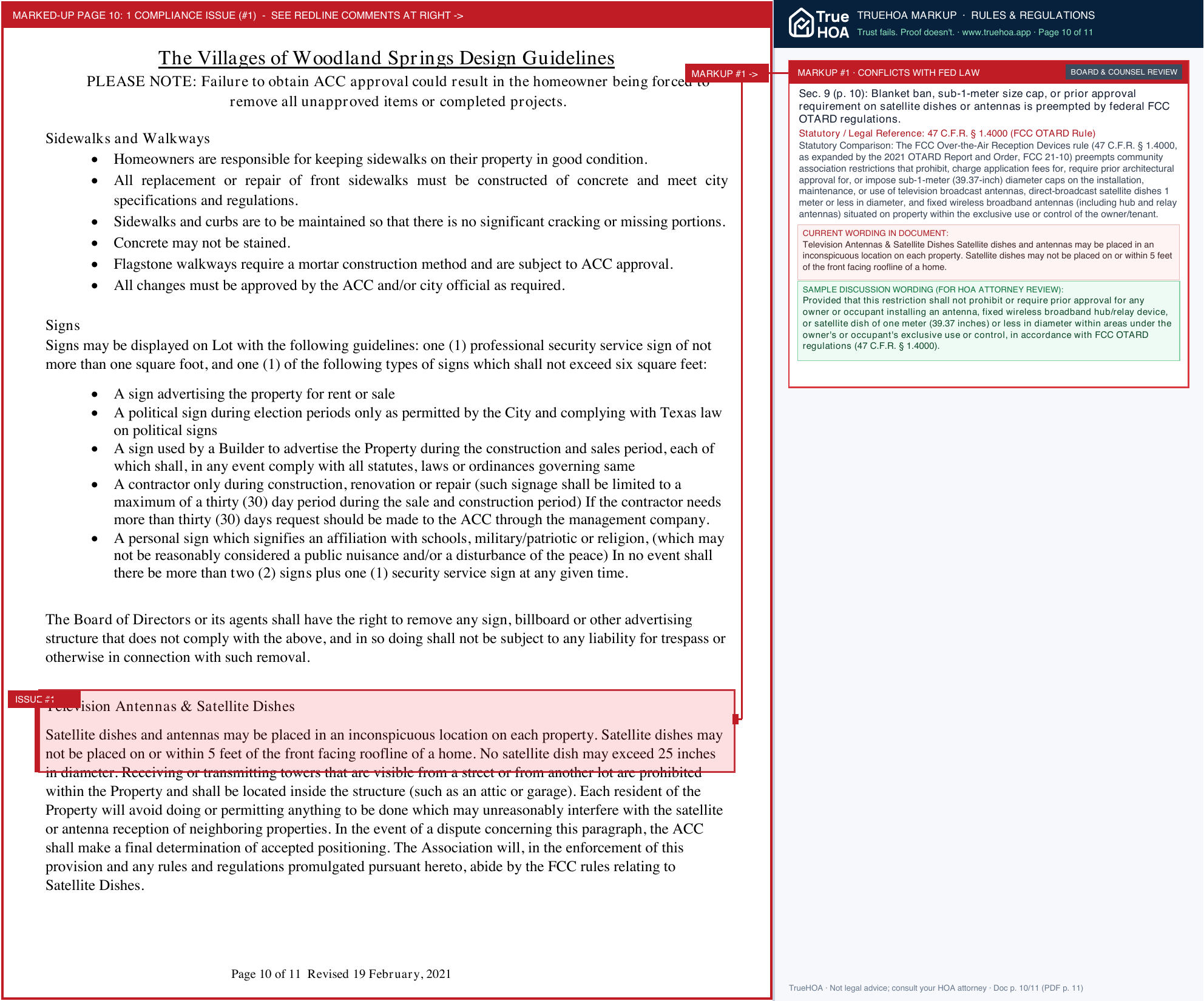 The Villages of Woodland Springs HOA VOWS Design Guidelines 2021 1 page 10 widened with TrueHOA Crystal AI margin annotations
