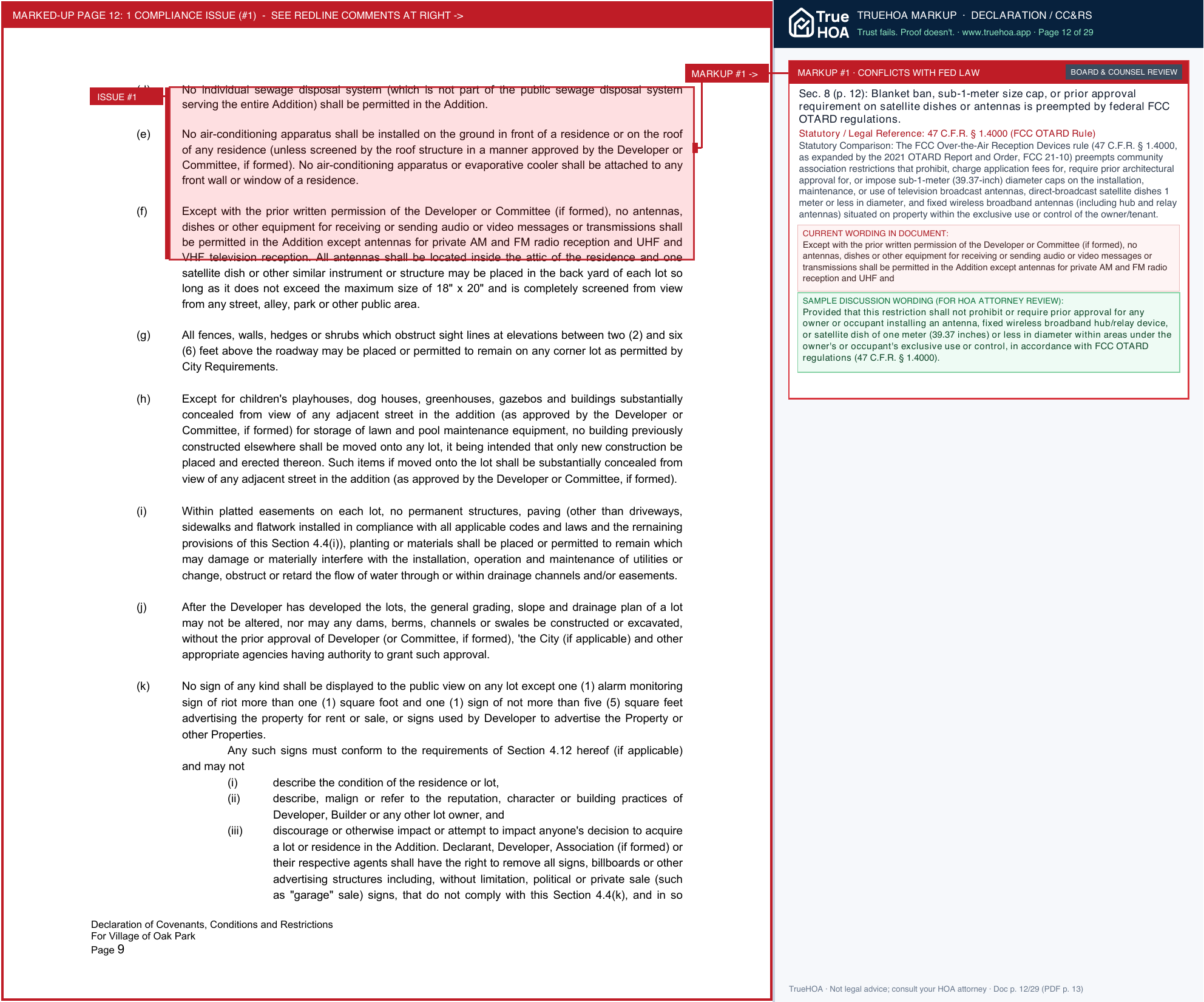 Village of Oak Park HOA DCC Rs.sflb.ashx page 12 widened with TrueHOA Crystal AI margin annotations