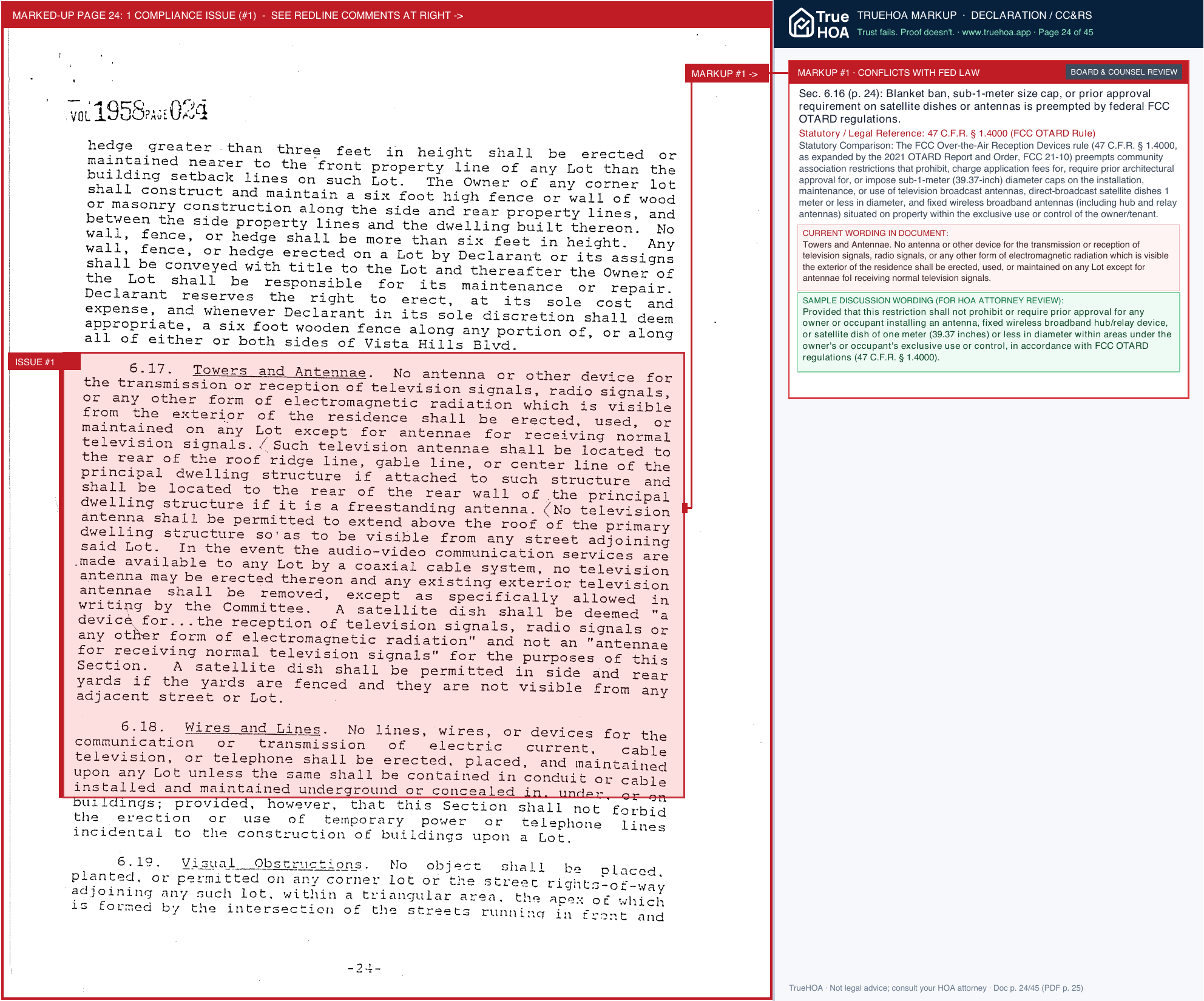 Vista Oaks HOA VO Covenant Conditions & Restrictions (CC&R) page 24 widened with TrueHOA Crystal AI margin annotations