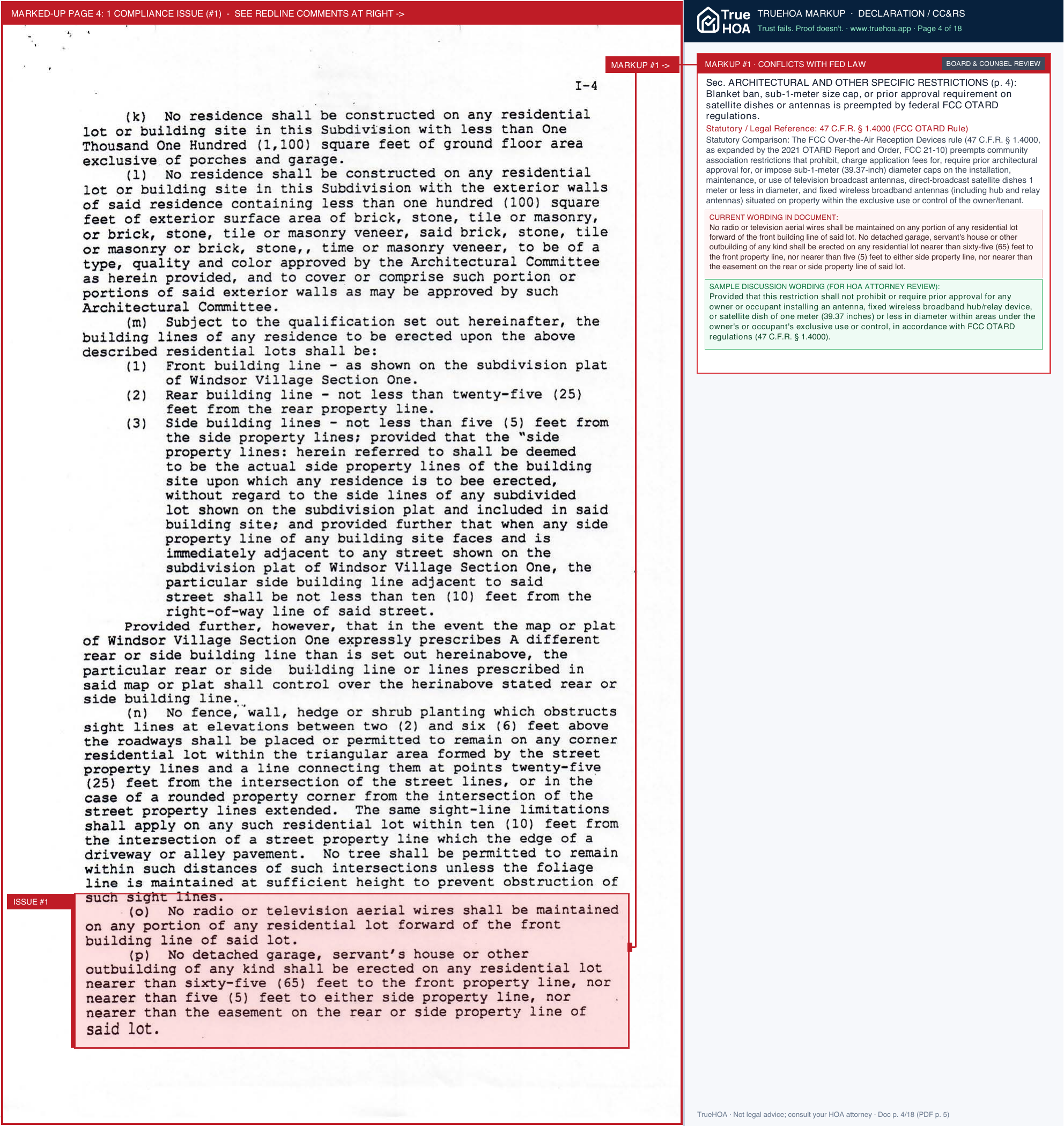 Windsor Village Civic Club SEC 1 Original DEED Restrictions REVISED2020 page 4 widened with TrueHOA Crystal AI margin annotations