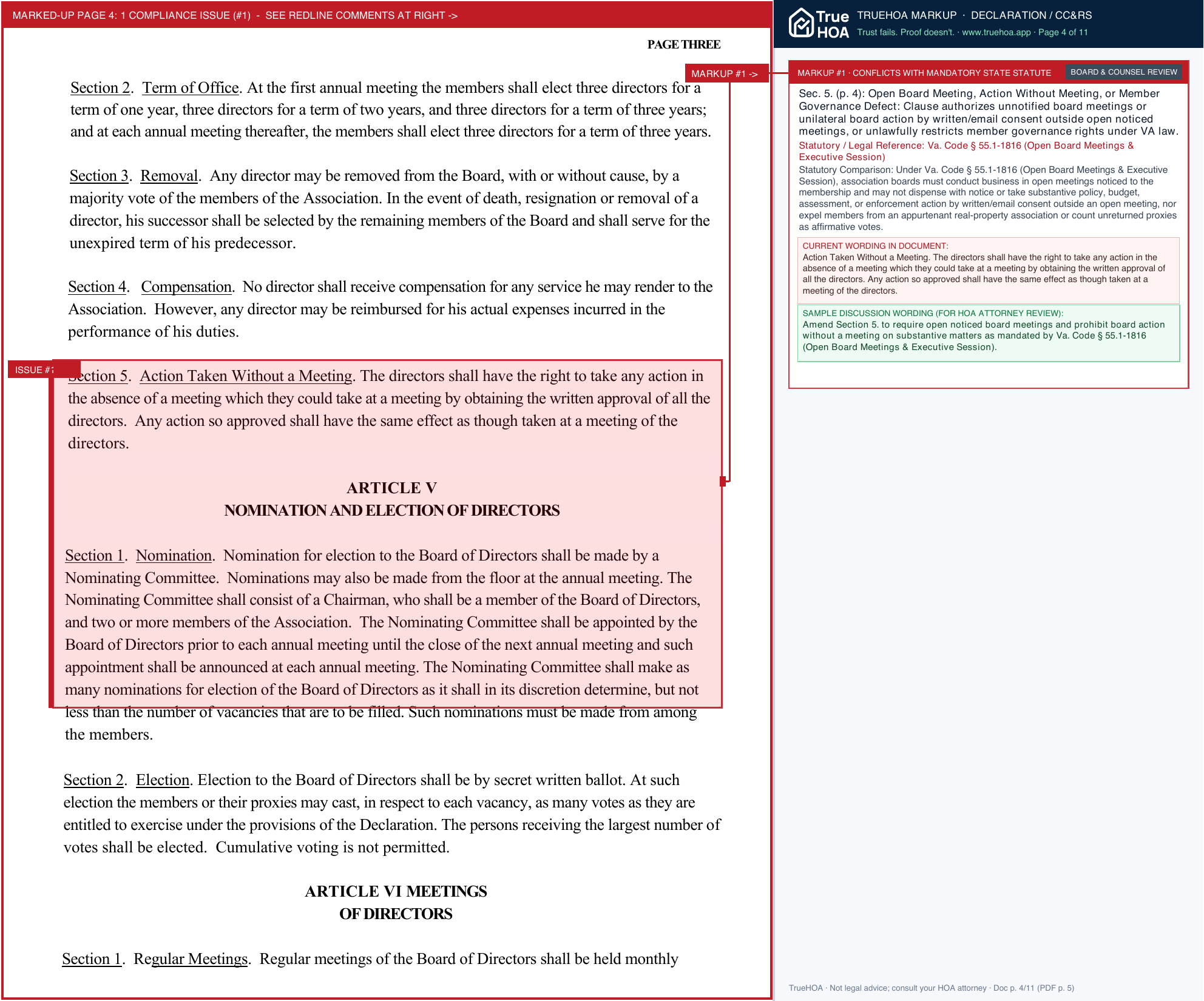 Point of Woods Homes Association ByLawsForWebsite page 4 widened with TrueHOA Crystal AI margin annotations