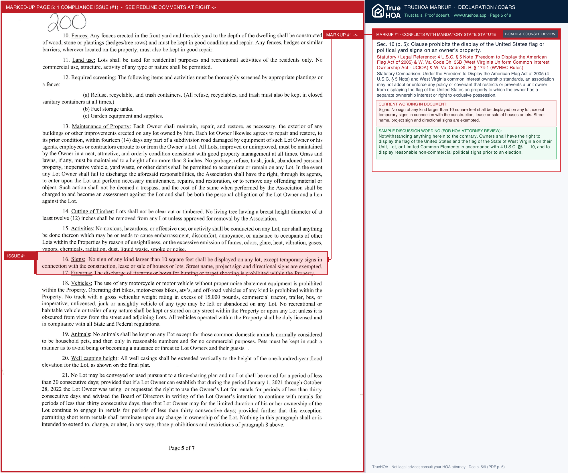Cacapon South POA 2024 Cacapon South POA Amended and Restated Declaration of Covenants Conditions and Restrictions Limited Amendment Article VI page 5 widened with TrueHOA Crystal AI margin annotations