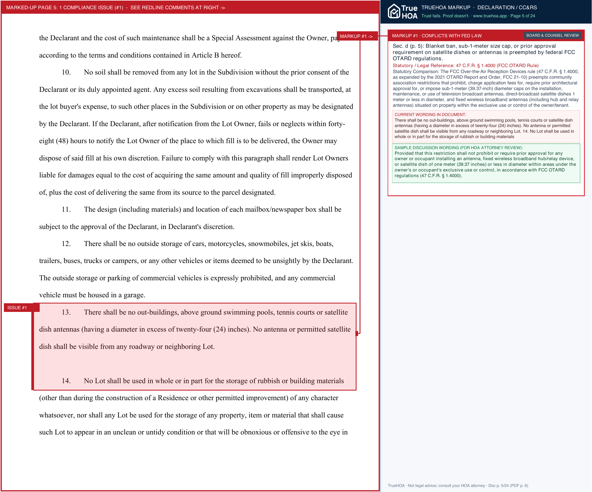 Creekwood Crossing HOA DeedRestrictions page 5 widened with TrueHOA Crystal AI margin annotations