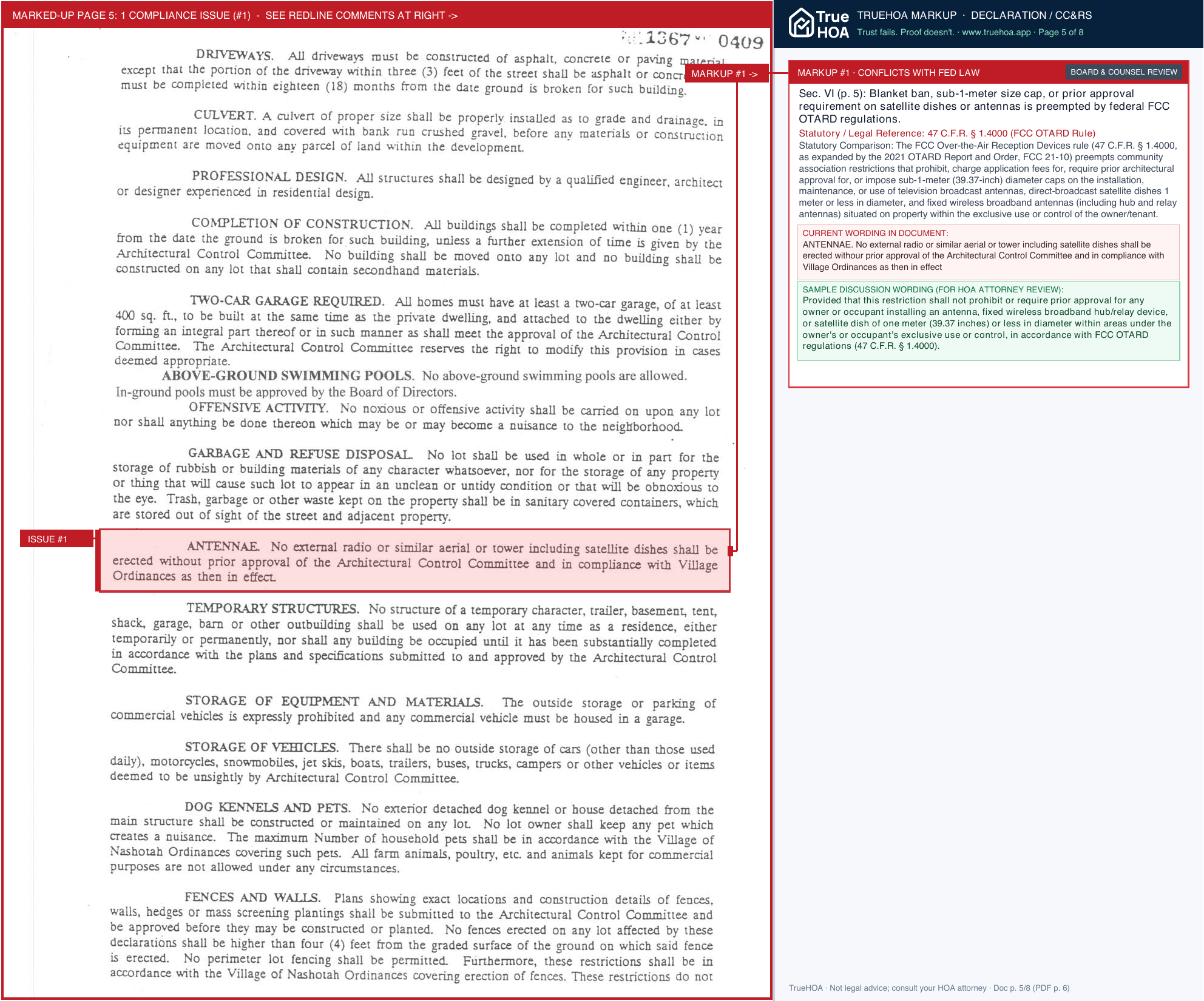 Lake Country Estates HOA LCE Restrictions Rev2007 page 5 widened with TrueHOA Crystal AI margin annotations