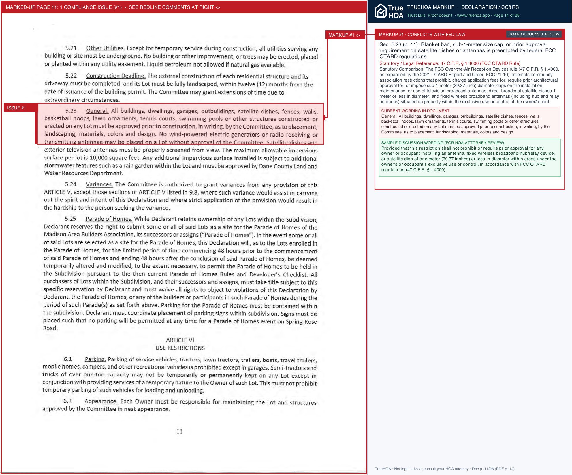 Twin Rock HOA Twin Rock Covenants 2020 page 11 widened with TrueHOA Crystal AI margin annotations